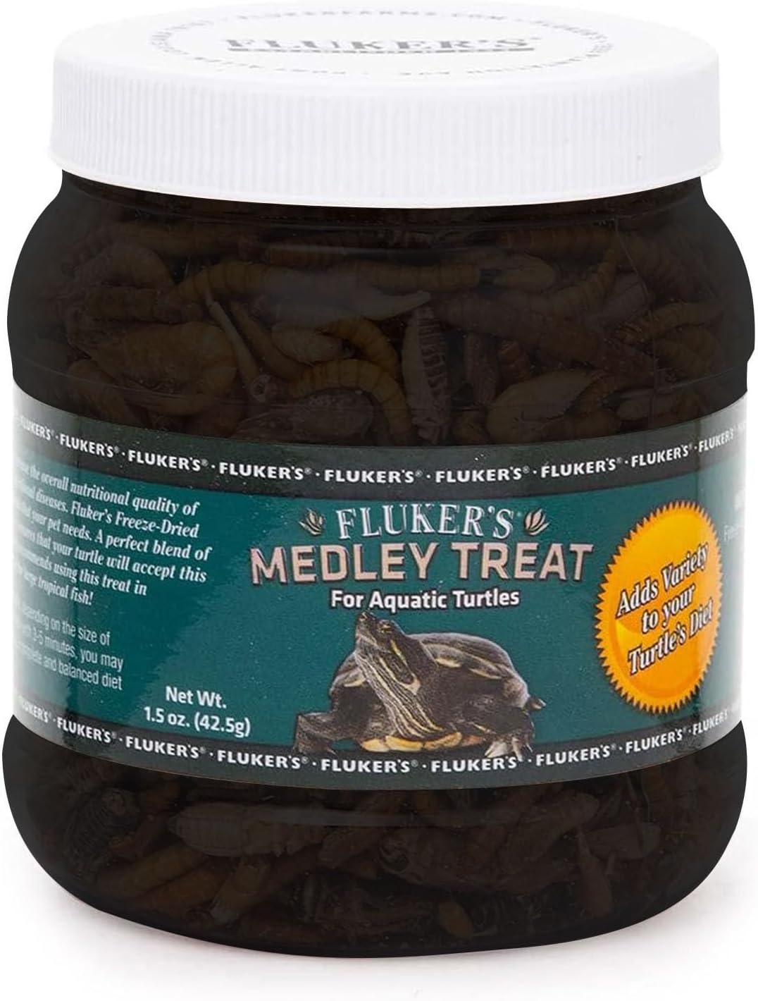 Fluker's Medley Treat for Aquatic Turtles, River Shrimp, Mealworms, and Crickets, 1.5 oz