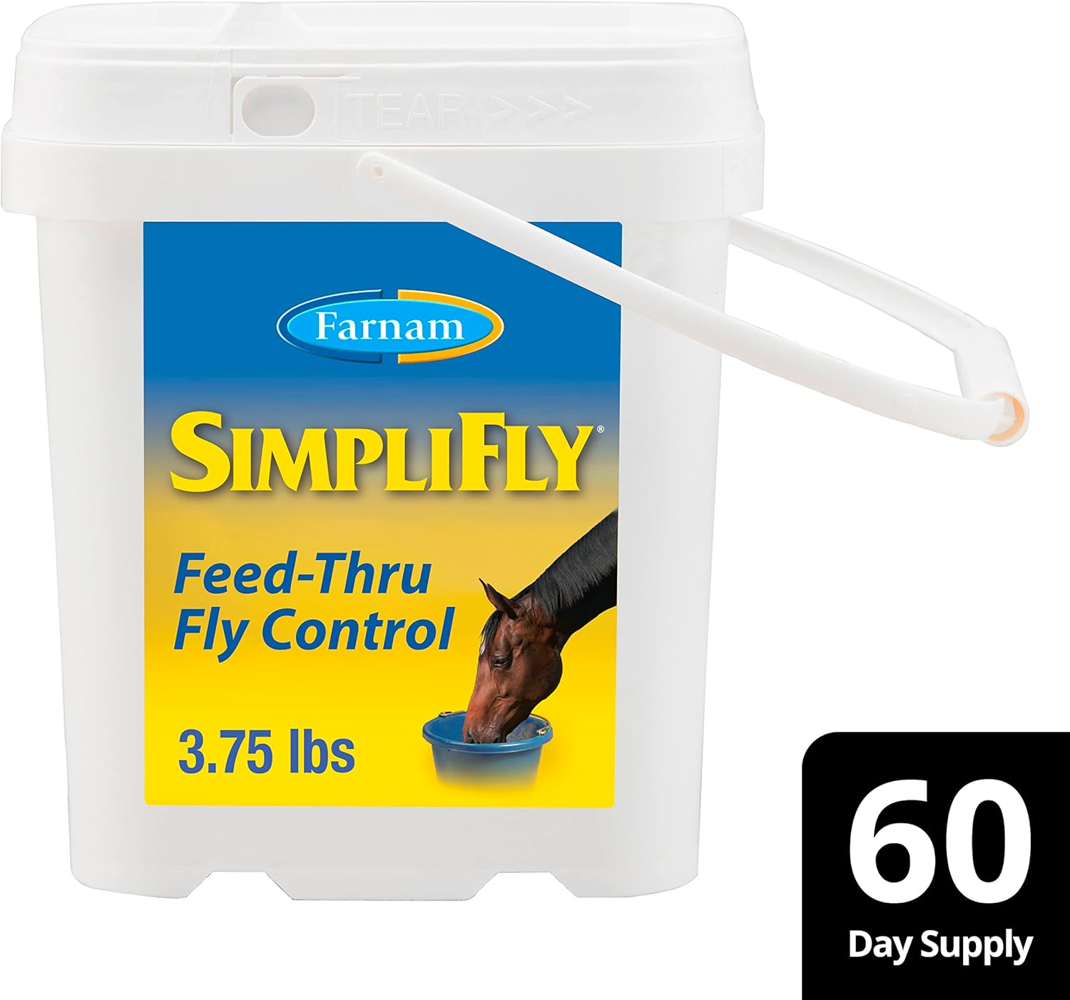 Farnam SimpliFly Feed Through Fly Control for Horses, Breaks the Fly Life Cycle, Pellets, 3.75 Pound Bucket, 60 Day Supply for One Horse