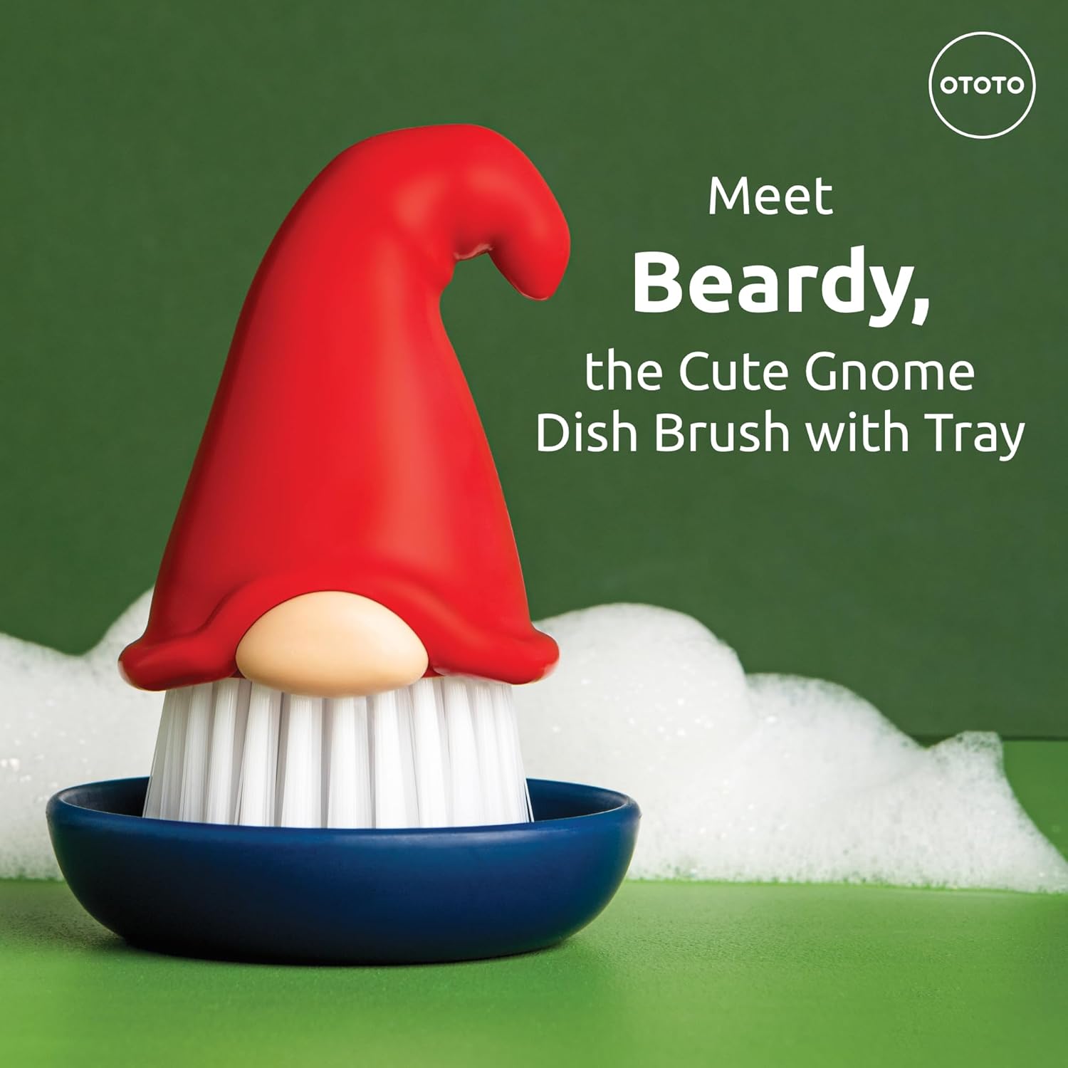 OTOTO Beardy Dish Brush - Quirky Gifts, Cute Kitchen Accessories, Vegetable Brush, Useful Gifts for Women