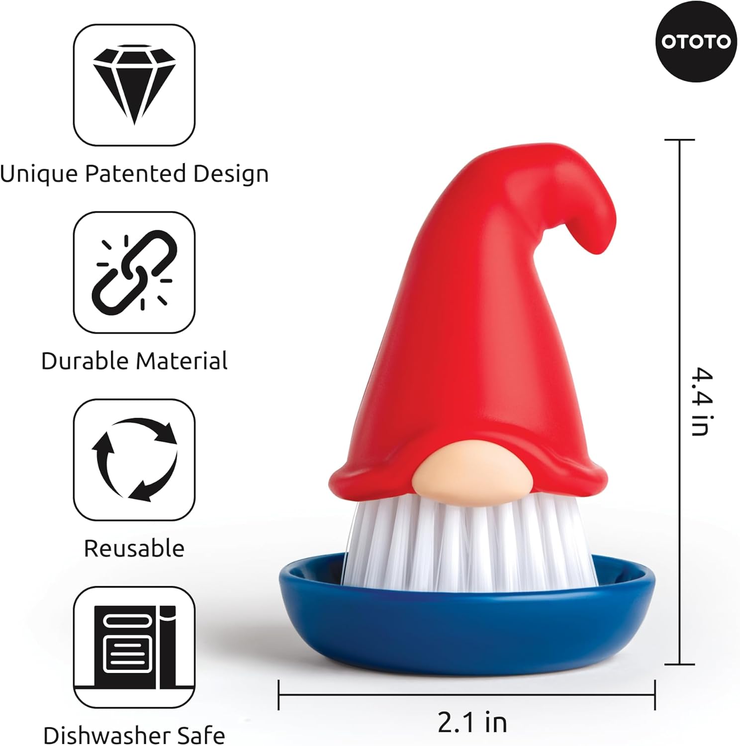 OTOTO Beardy Dish Brush - Quirky Gifts, Cute Kitchen Accessories, Vegetable Brush, Useful Gifts for Women