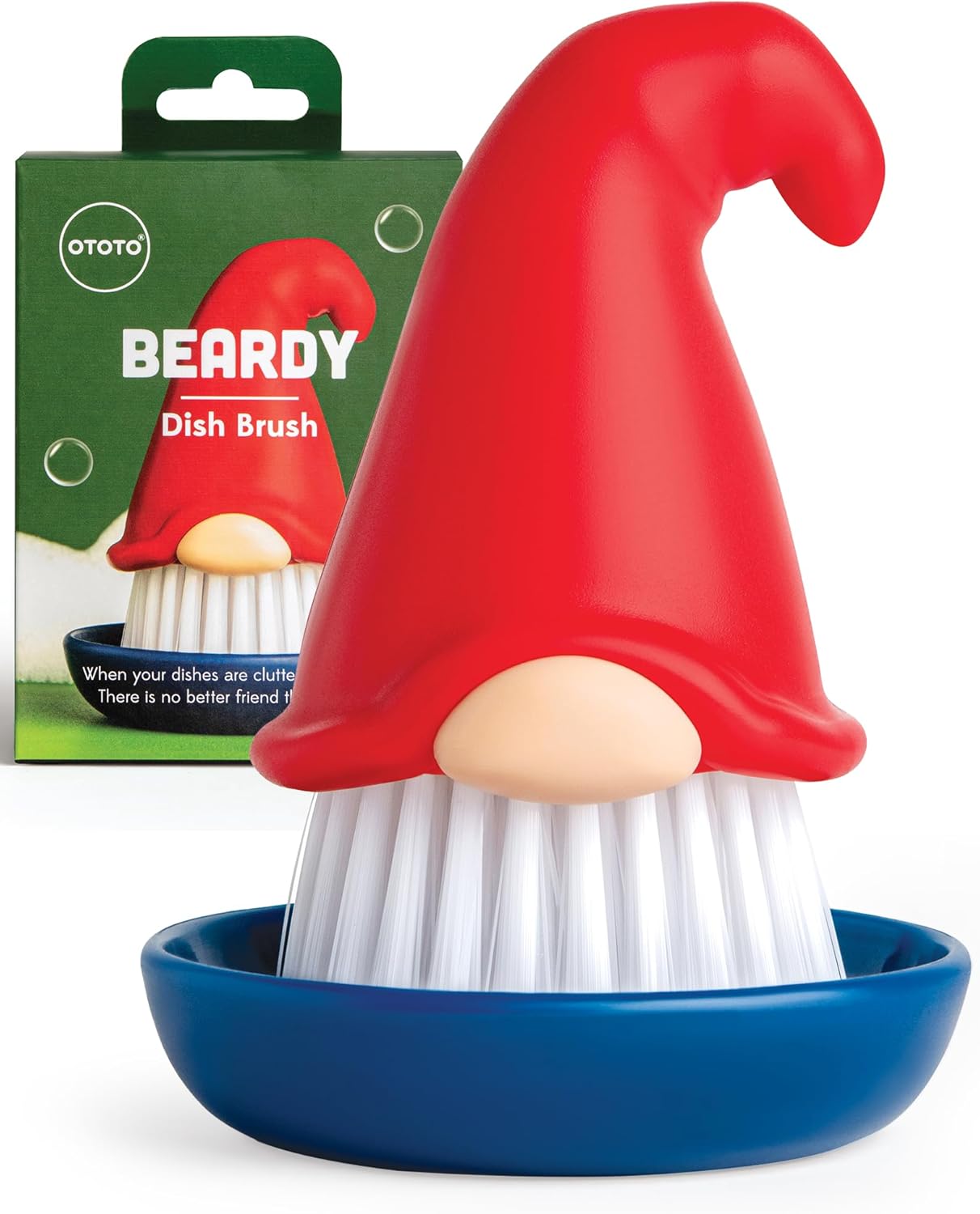OTOTO Beardy Dish Brush - Quirky Gifts, Cute Kitchen Accessories, Vegetable Brush, Useful Gifts for Women