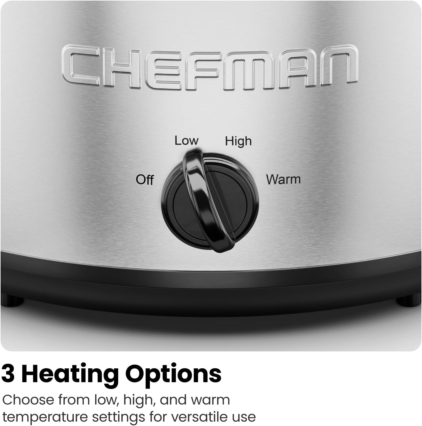 Chefman 6 Quart Slow Cooker with Locking Lid, Ceramic Crock with Portable Cook and Carry Travel Latching Lock, Large Easy Clean Dishwasher Safe Pot Insert, Manual 3 Heat Settings, Stainless Steel