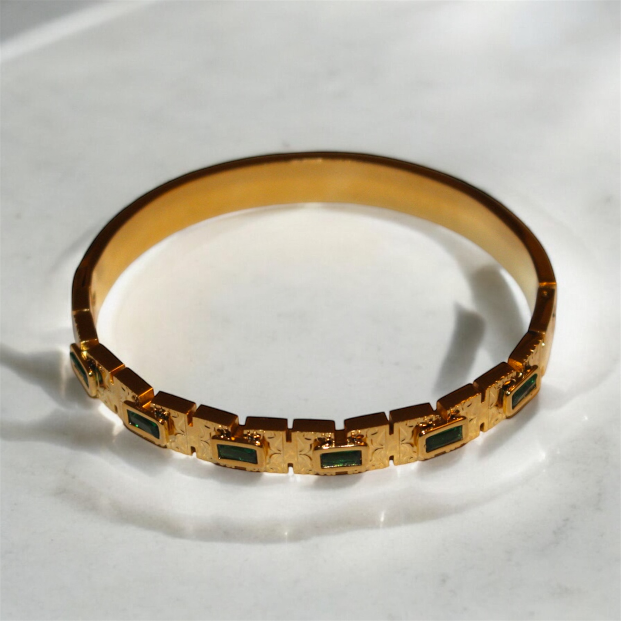 Emerald Gold Bangle 