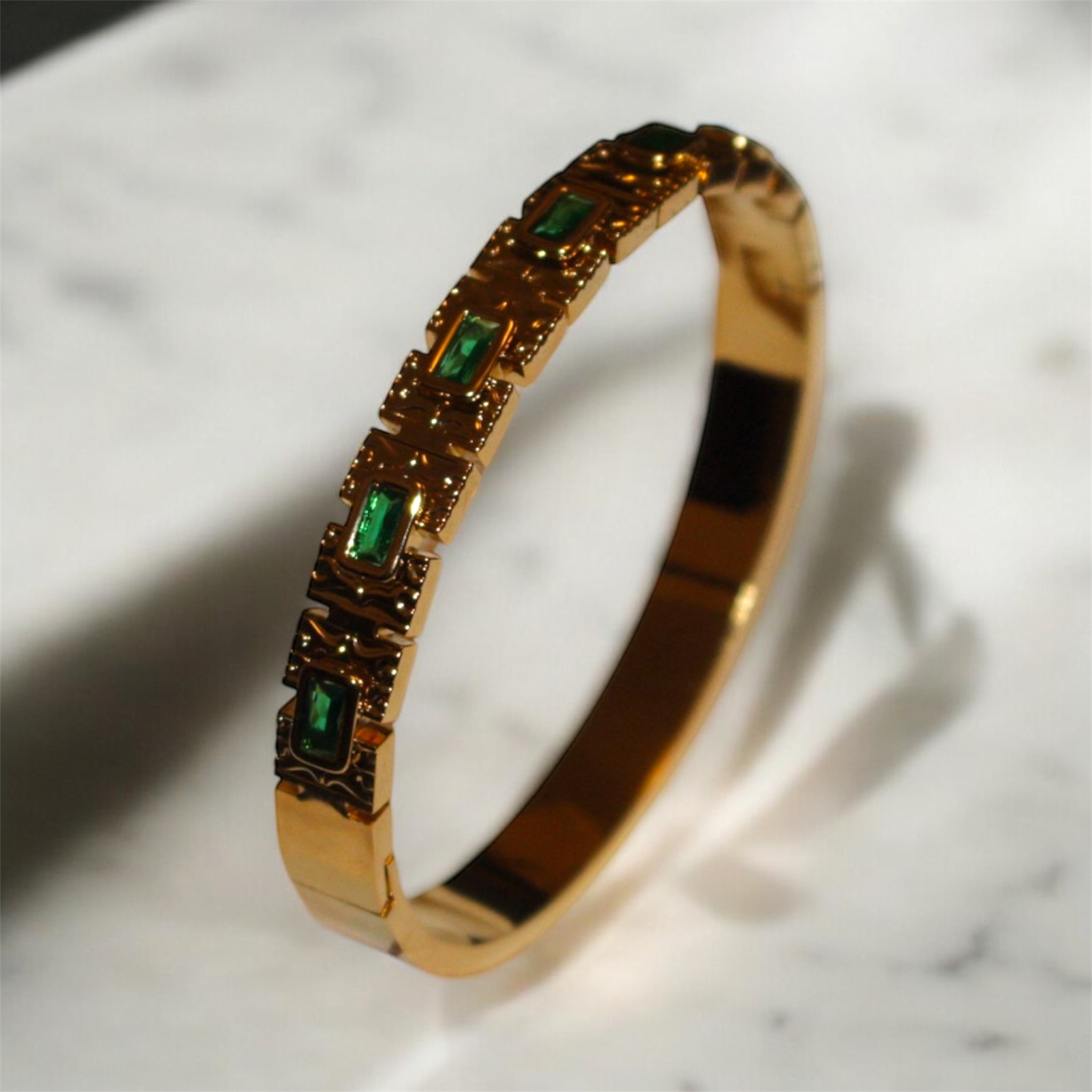 Emerald Gold Bangle 