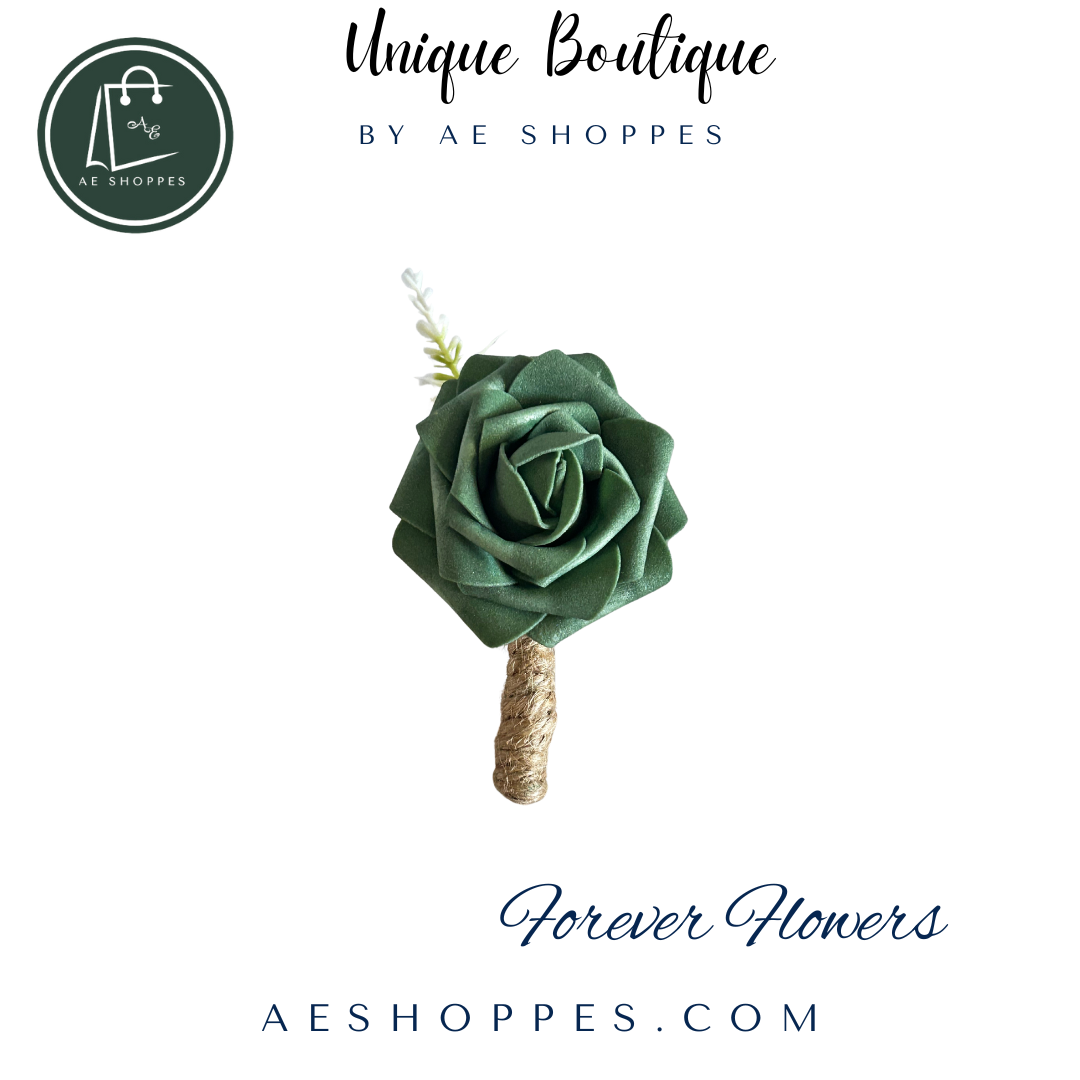 Dark Green Rose Boutonnière