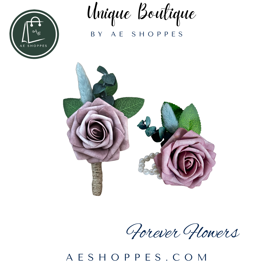 Light Pink Rose Boutonnière & Corsage Set