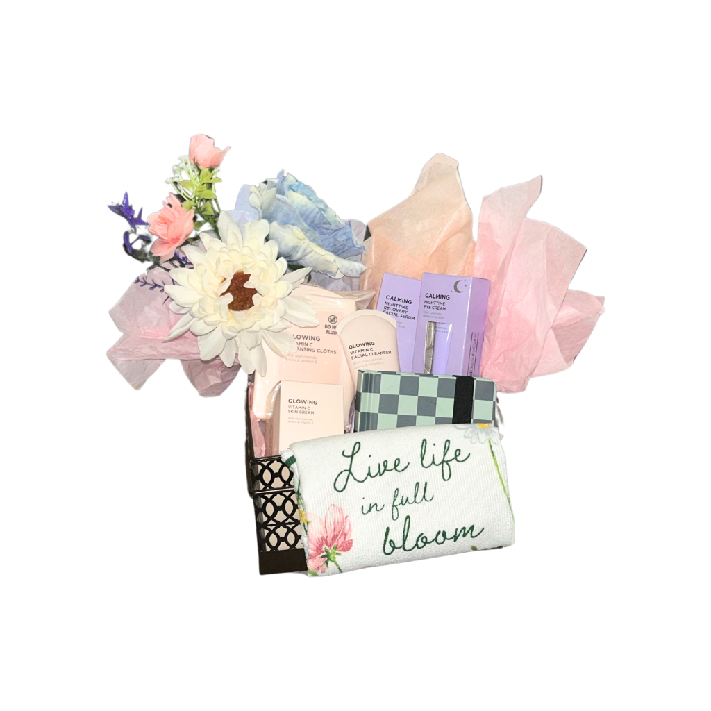 Gift Basket with Floral Arrangement