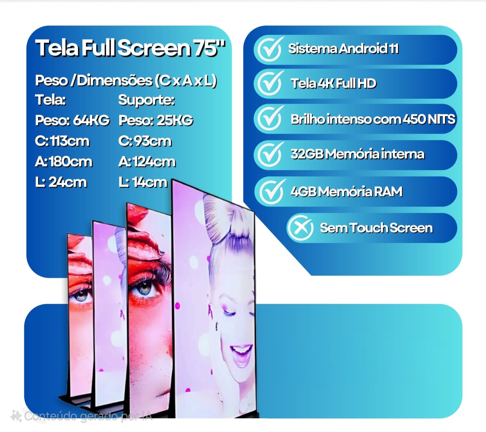 Totem de LED 65" Polegadas