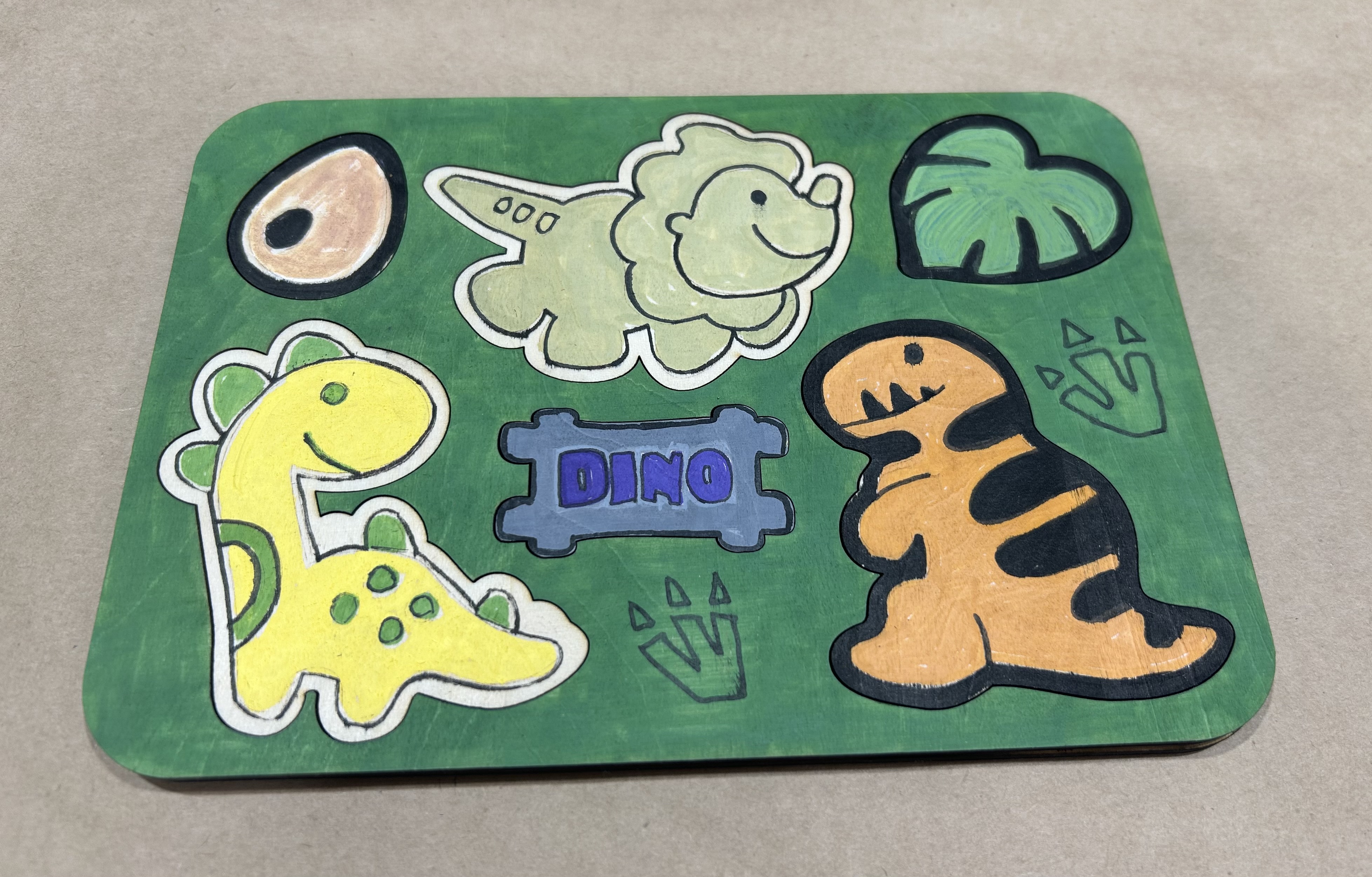 Small Dinosaur-themed wooden puzzle