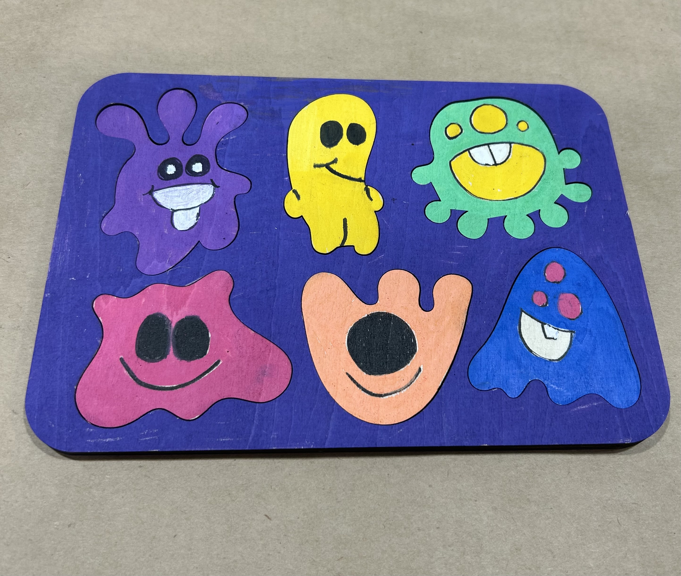 Small Colorful Monster Puzzle Board