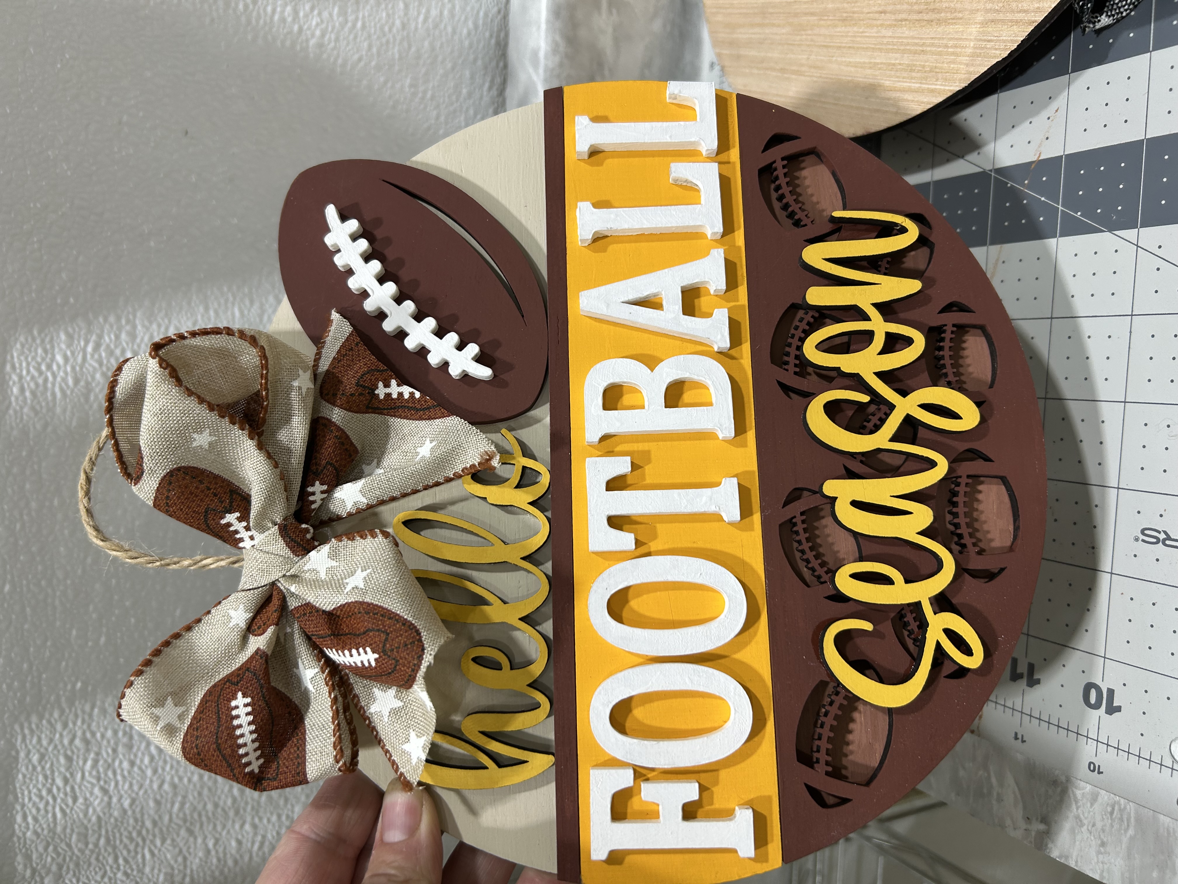 Hello Football Season Door Sign