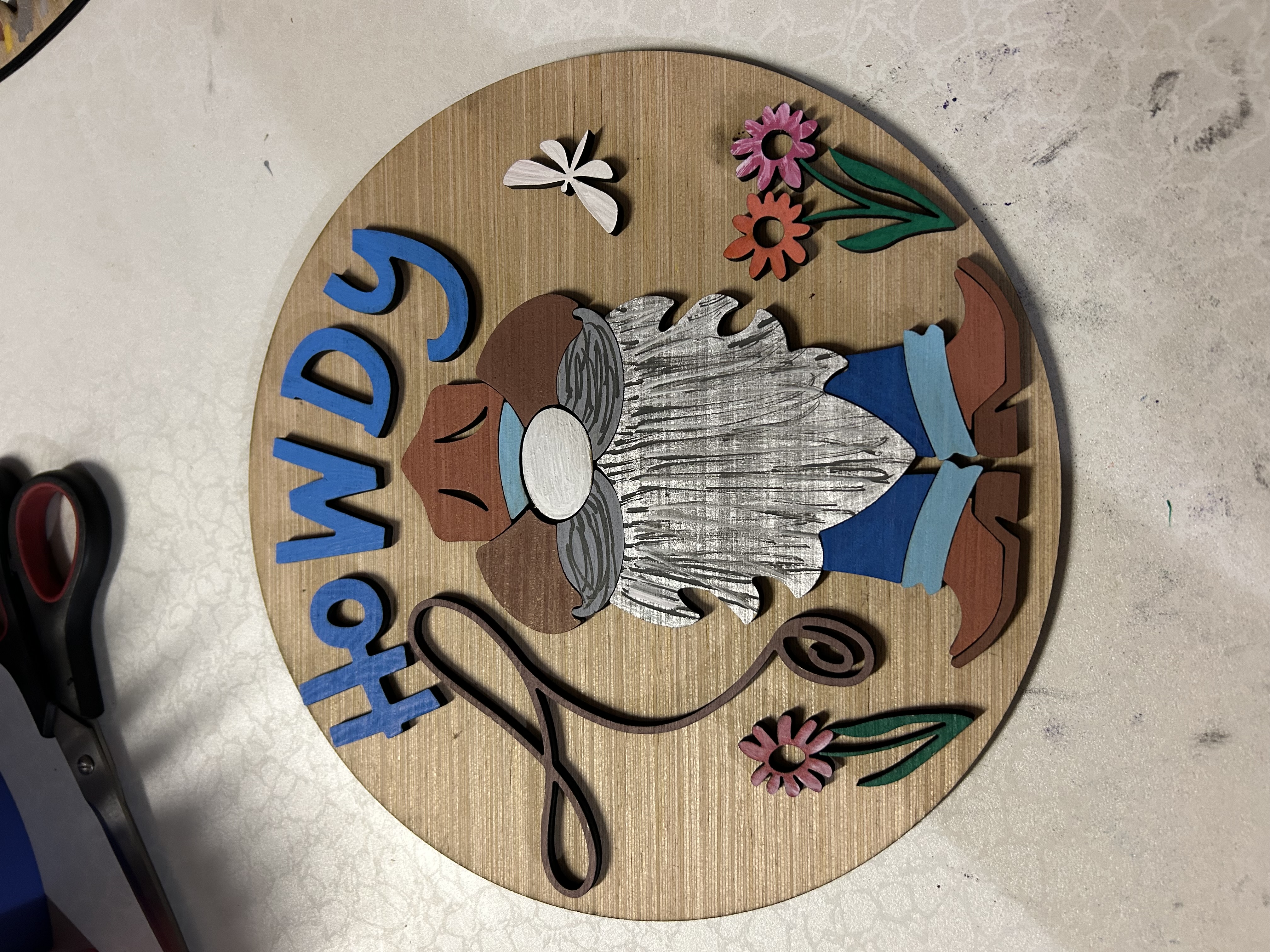 Howdy Cowboy Gnome Wooden Sign