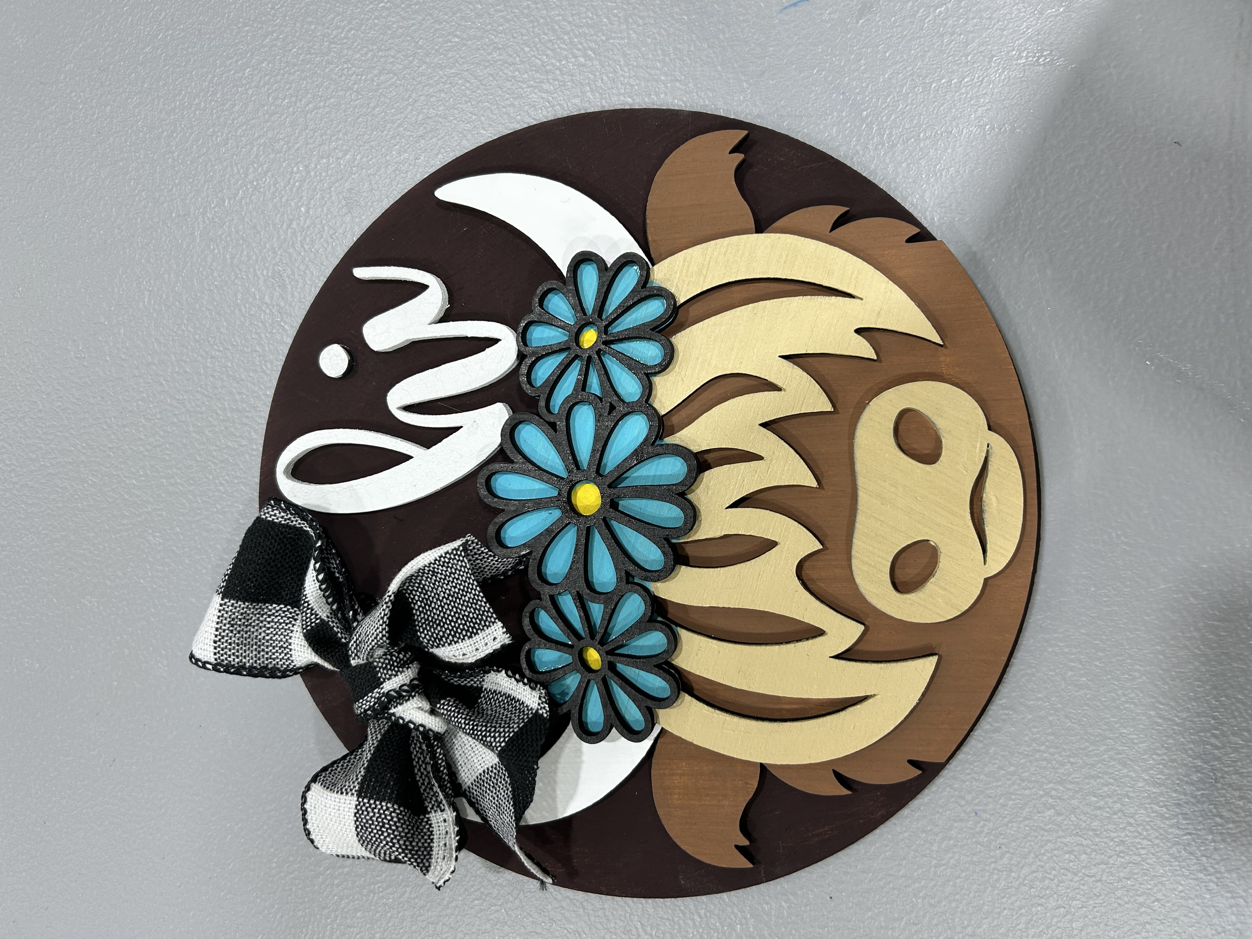 Handcrafted Highland Cow Door Sign
