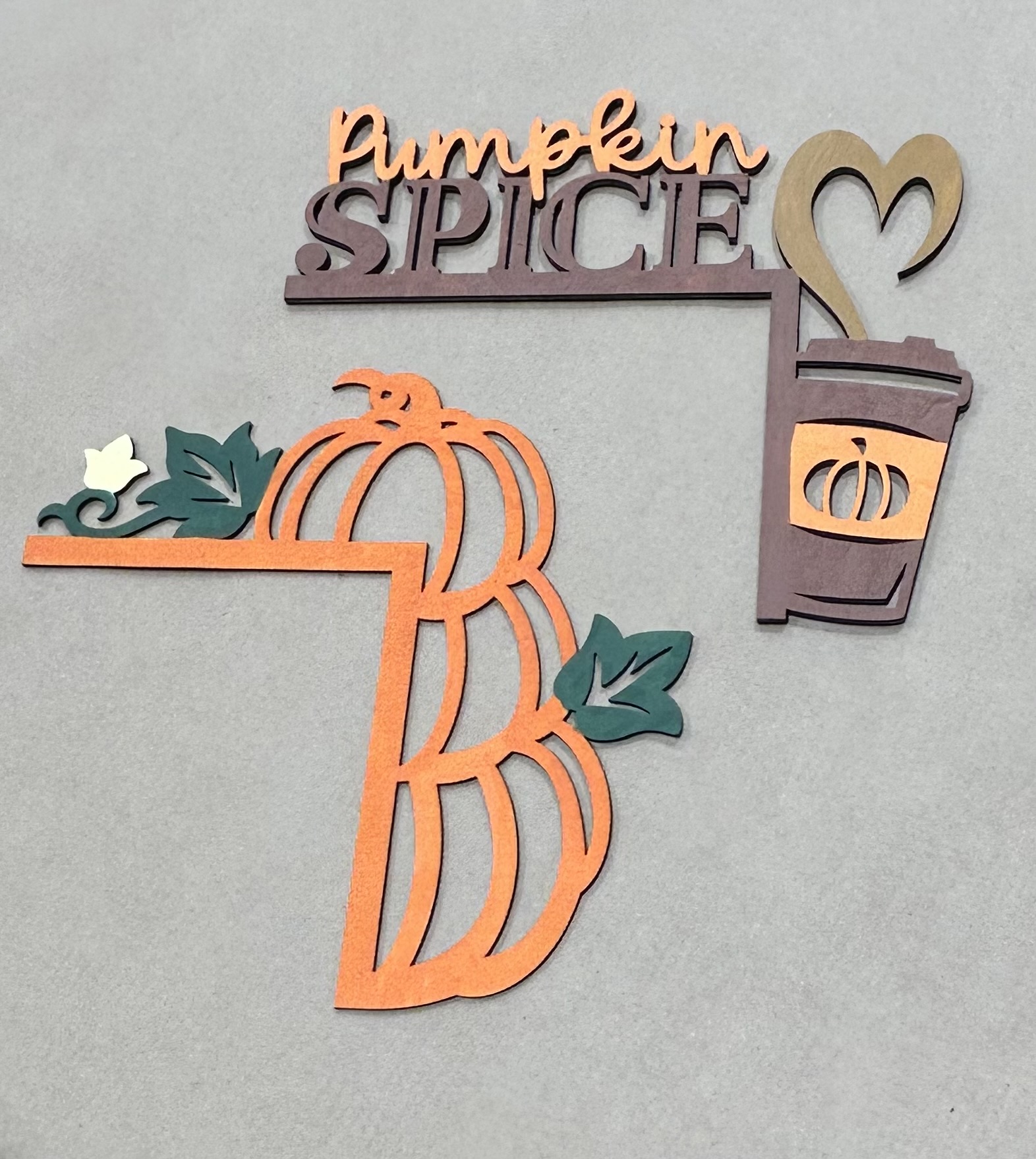 Set of 2 - Pumpkin Spice and Pumpkin Wooden Corner Decoration