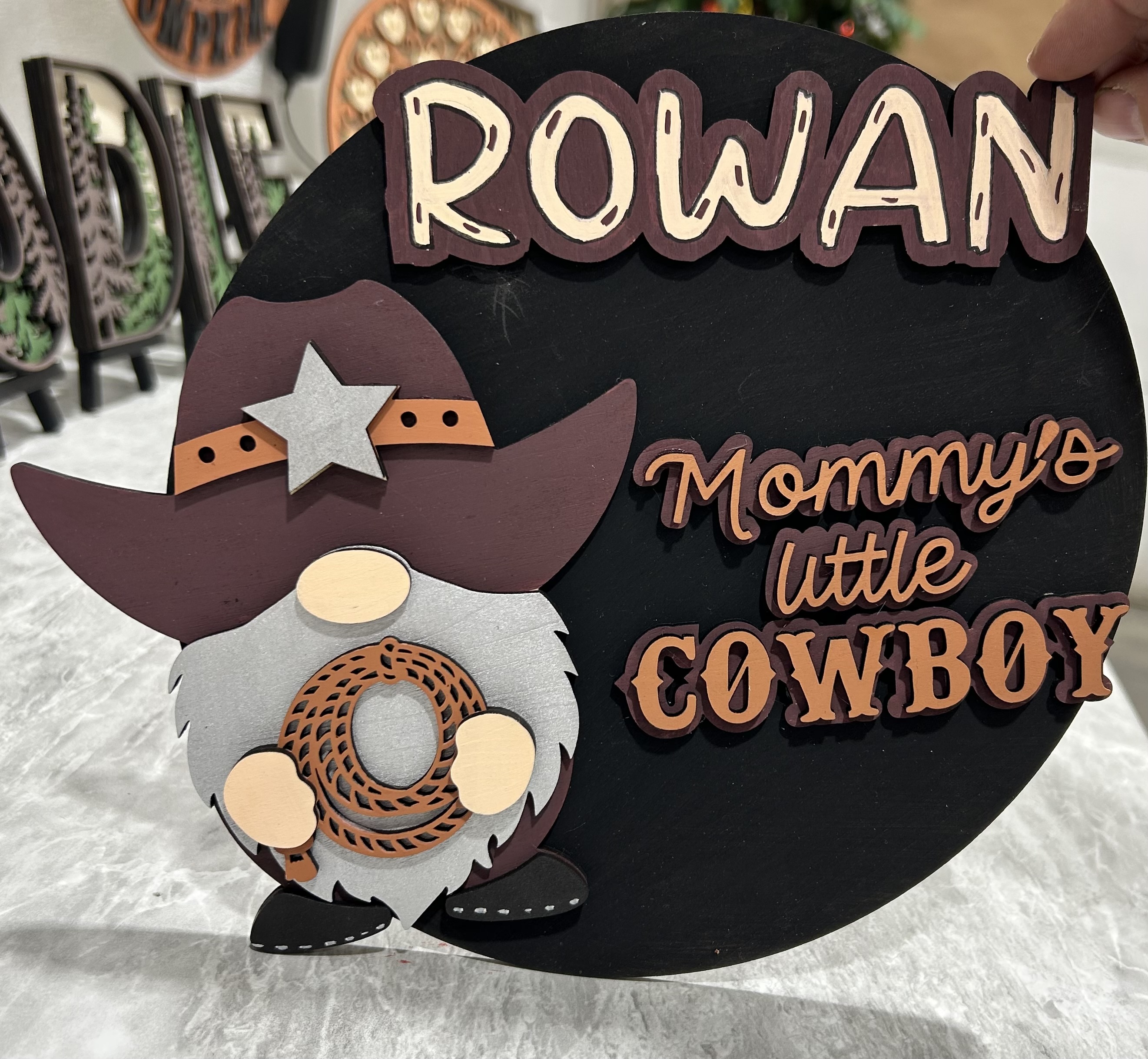 Gnome Cowboy Themed Name Sign