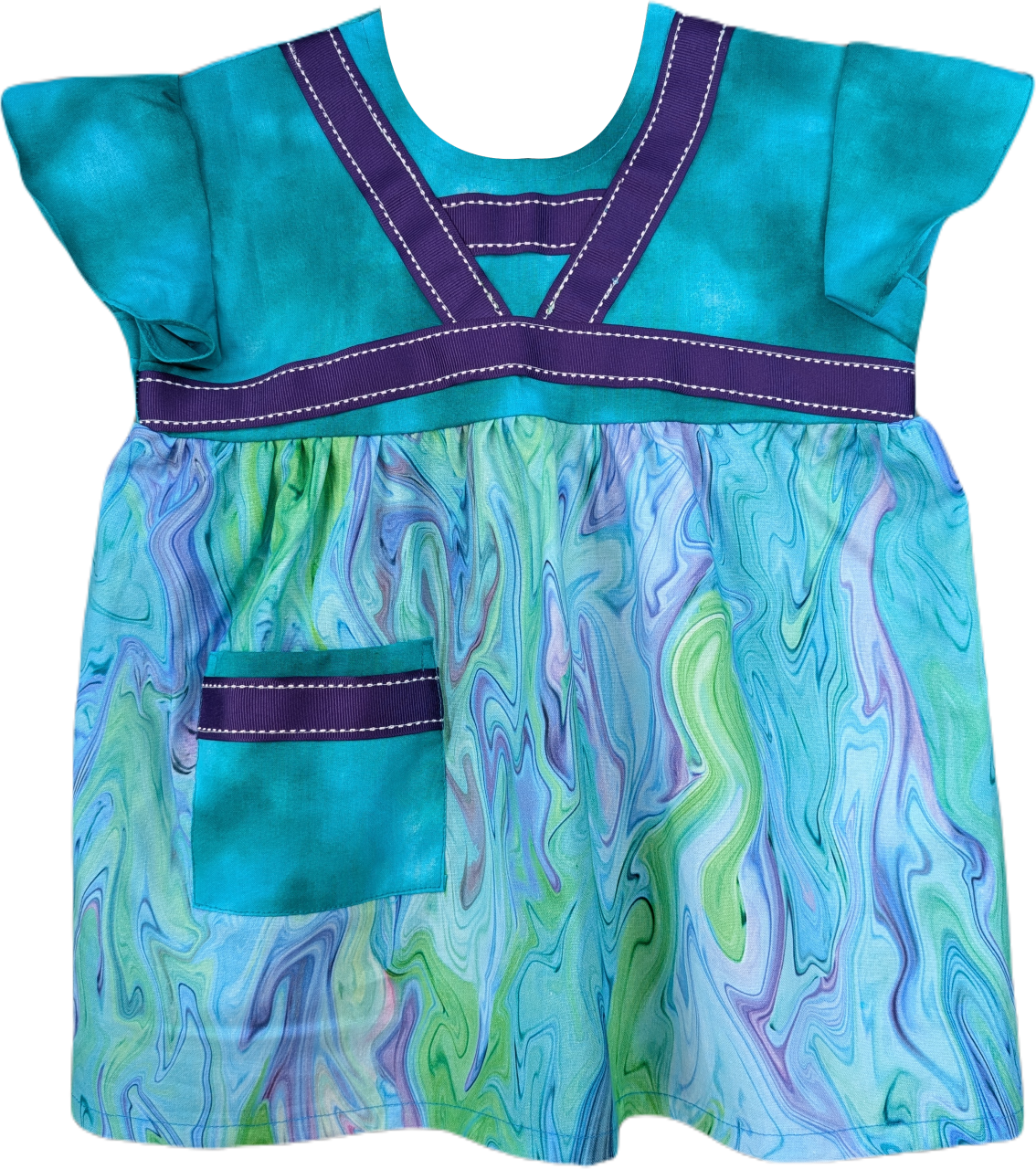 Girls' Blue and Green Dress