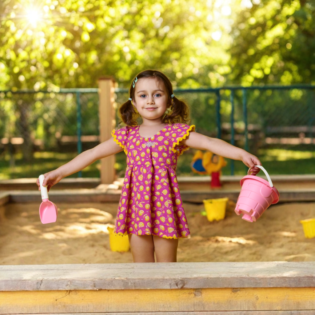 Lemon Print Girl's Dress