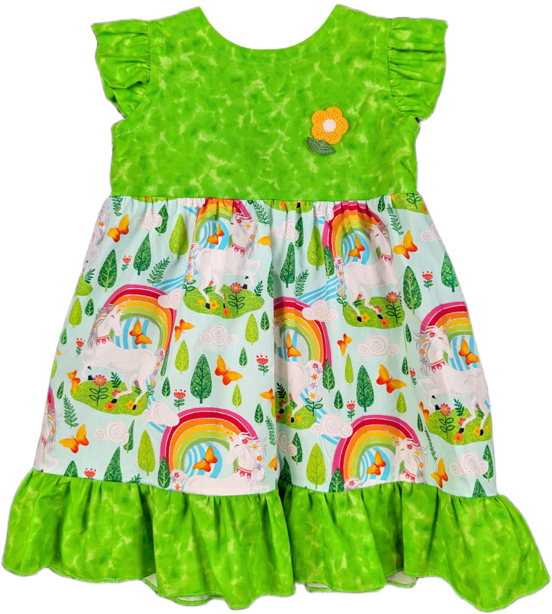 Green Rainbow Unicorn Dress