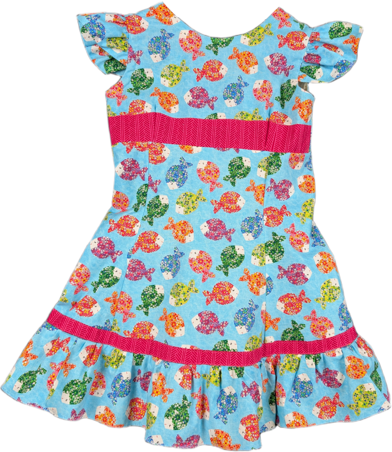 Girls’ Colorful Fish Print Dress