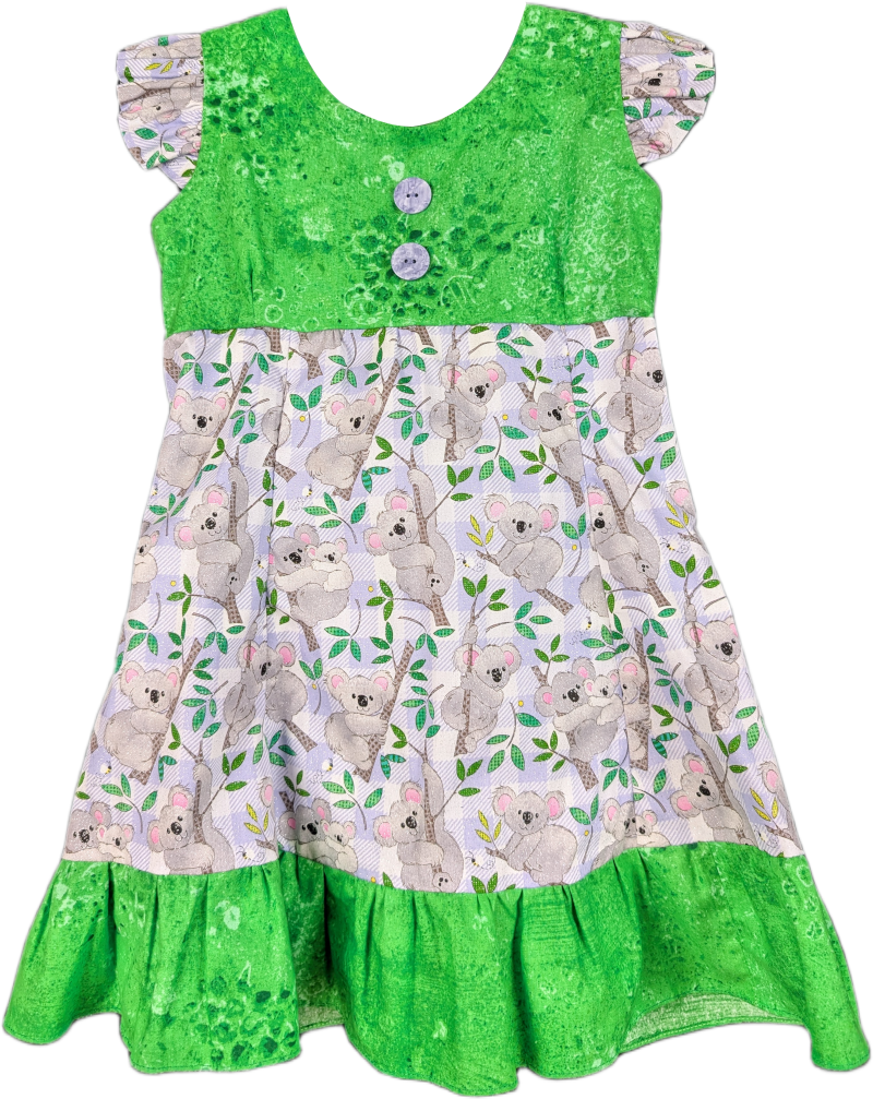 Green Koala Bear Girl's Dress