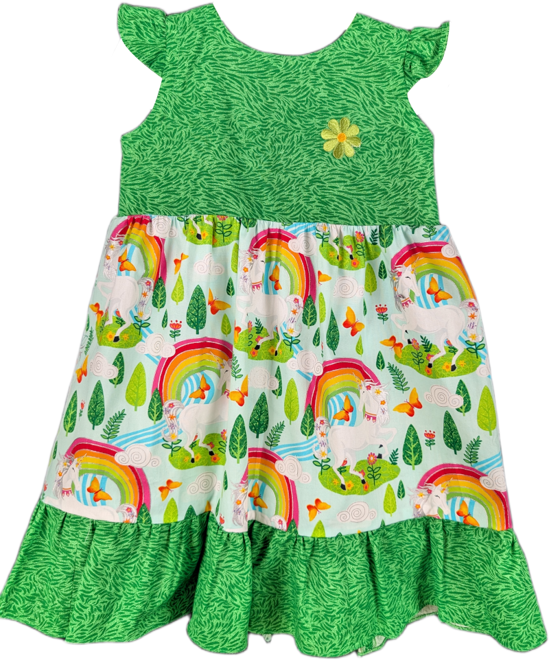 Girls' Unicorn and Rainbow Dress