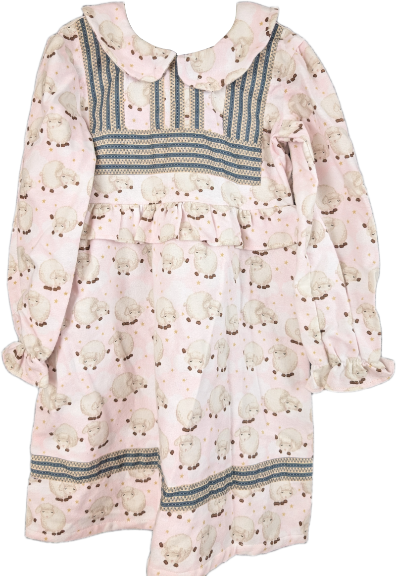 Pink Sheep Patterned Children's Dress