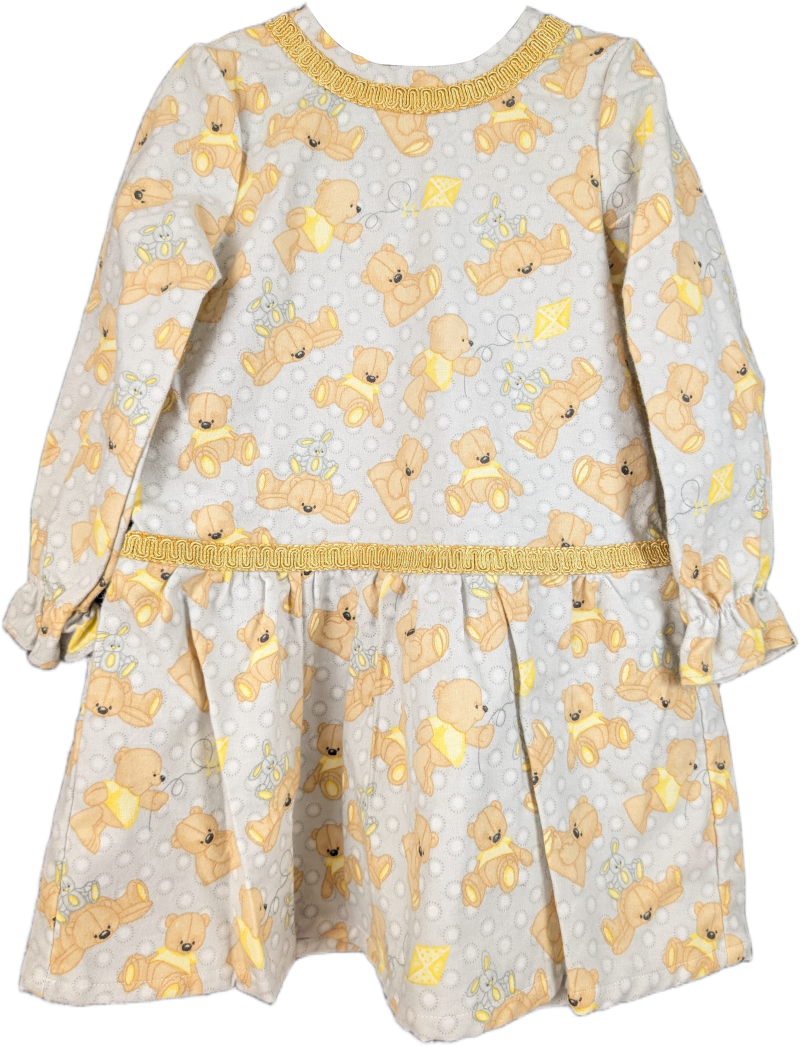 Girls' teddy bear print dress