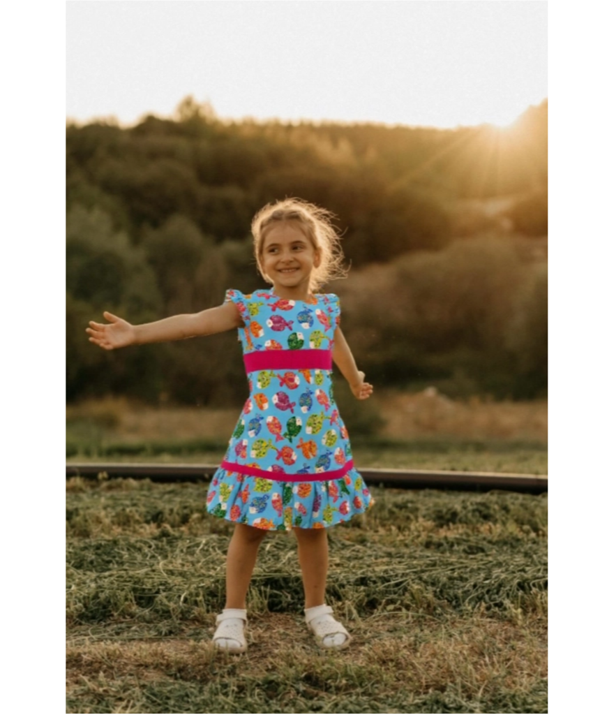 Girls’ Colorful Fish Print Dress