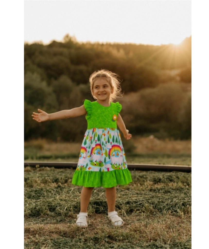 Green Rainbow Unicorn Dress