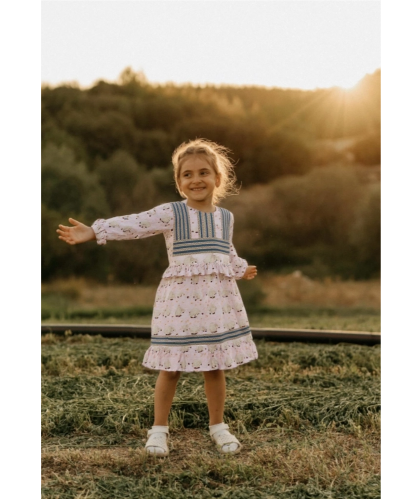 Pink Sheep Patterned Children's Dress