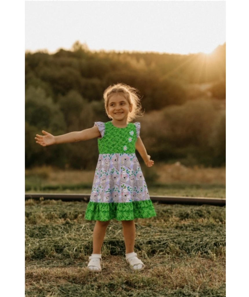 Girls' Koala Print Summer Dress