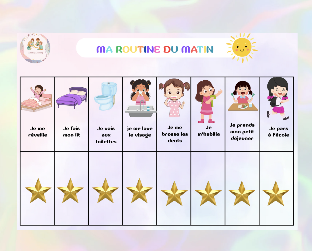 Tableau de routine matin et soir pour enfants 