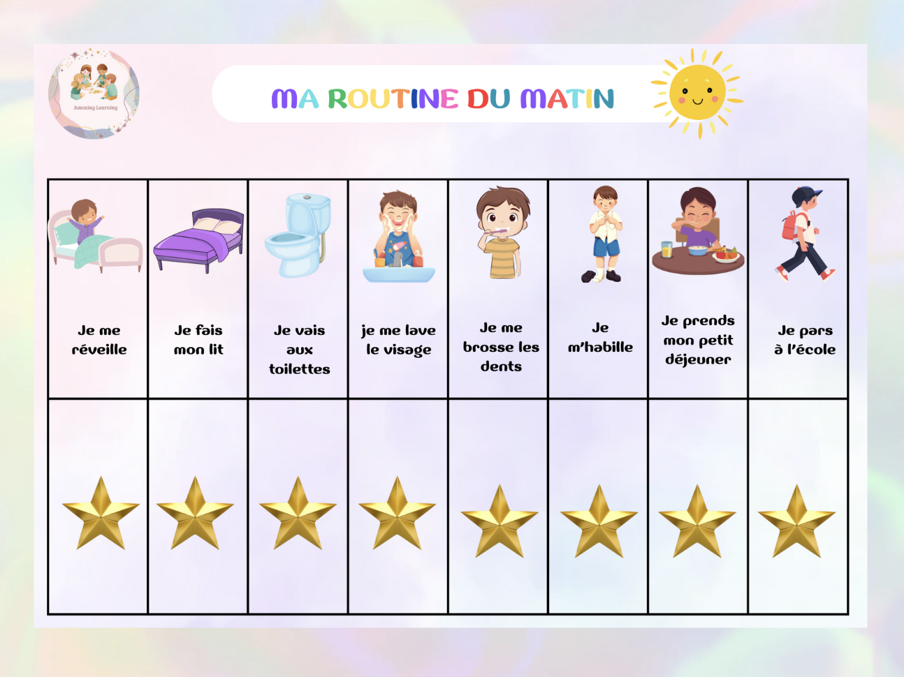 Tableau de routine matin et soir pour enfants 