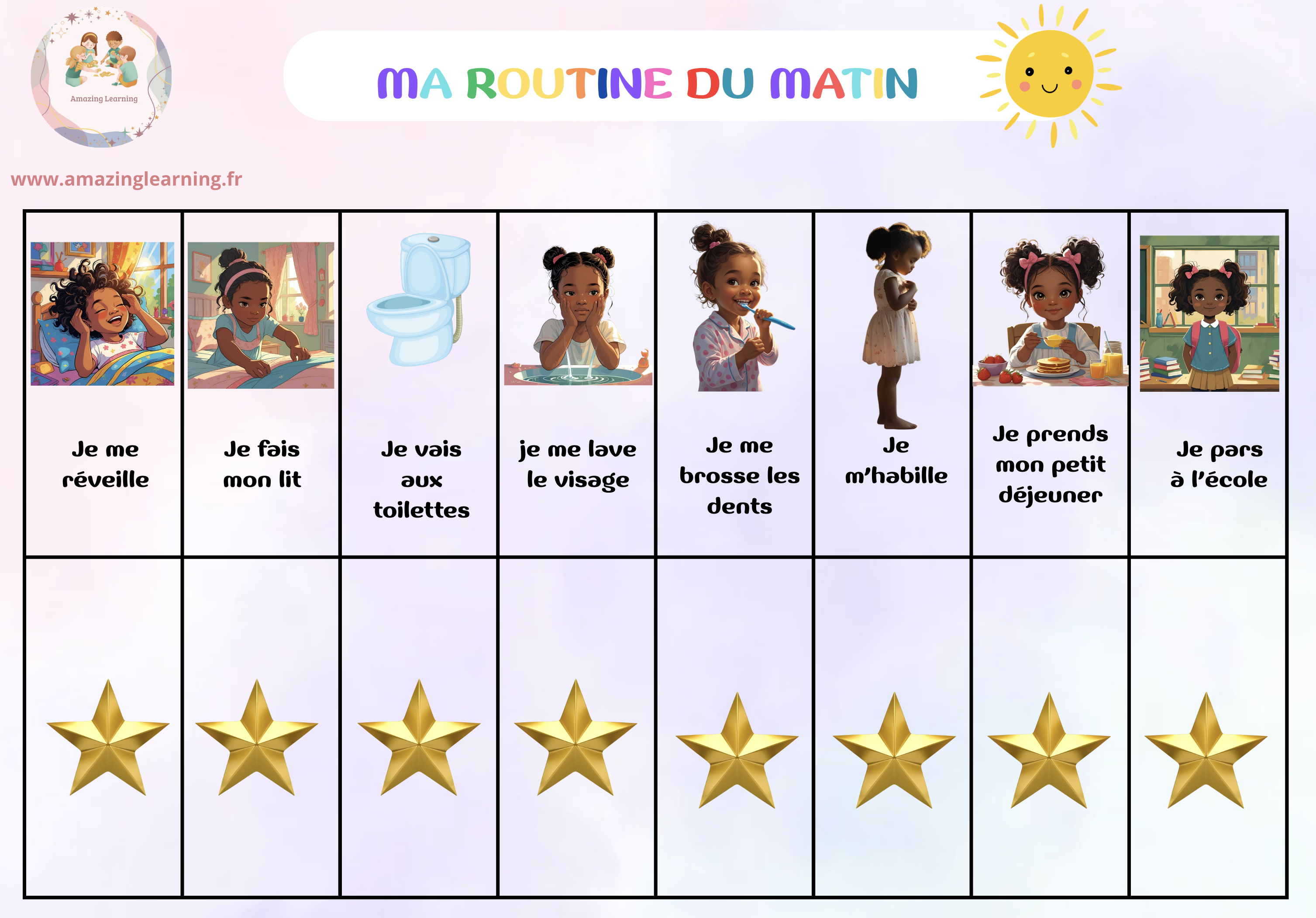 Tableau de routine matin et soir pour enfants 