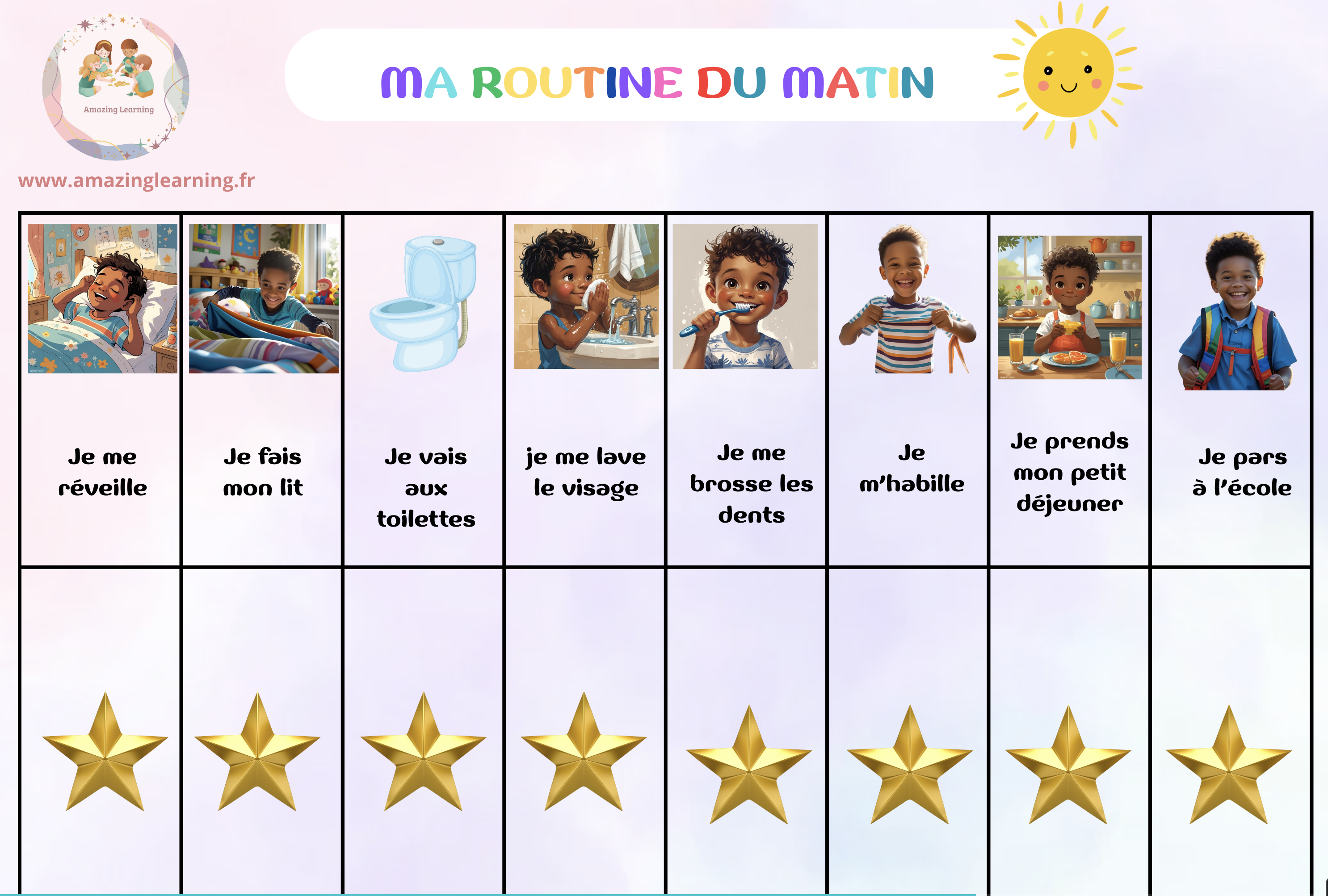 Tableau de routine matin et soir pour enfants 