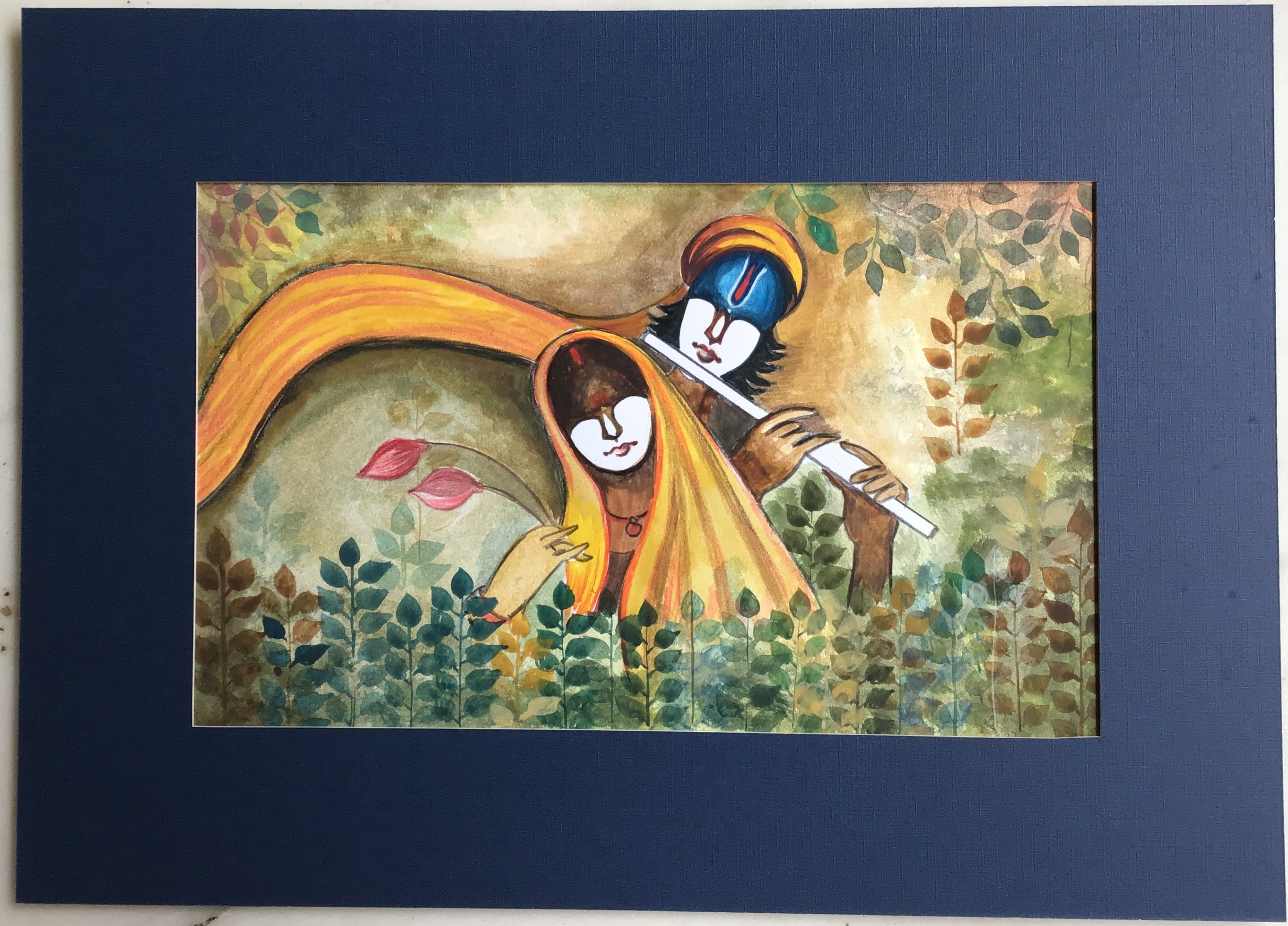 Hand-painted Radha Krishna Artwork