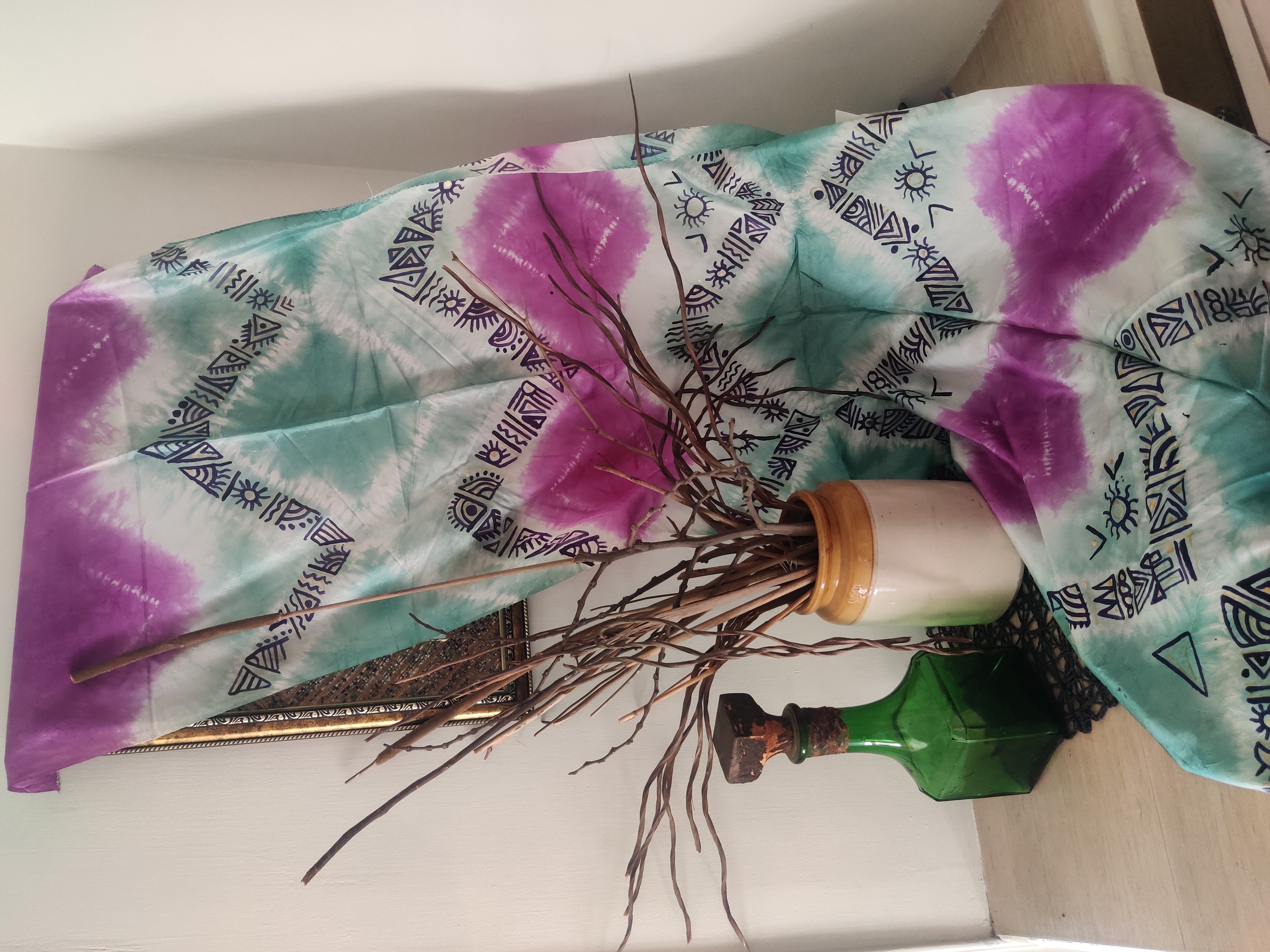  Silk Tie-Dye hand painted  Stole TS77