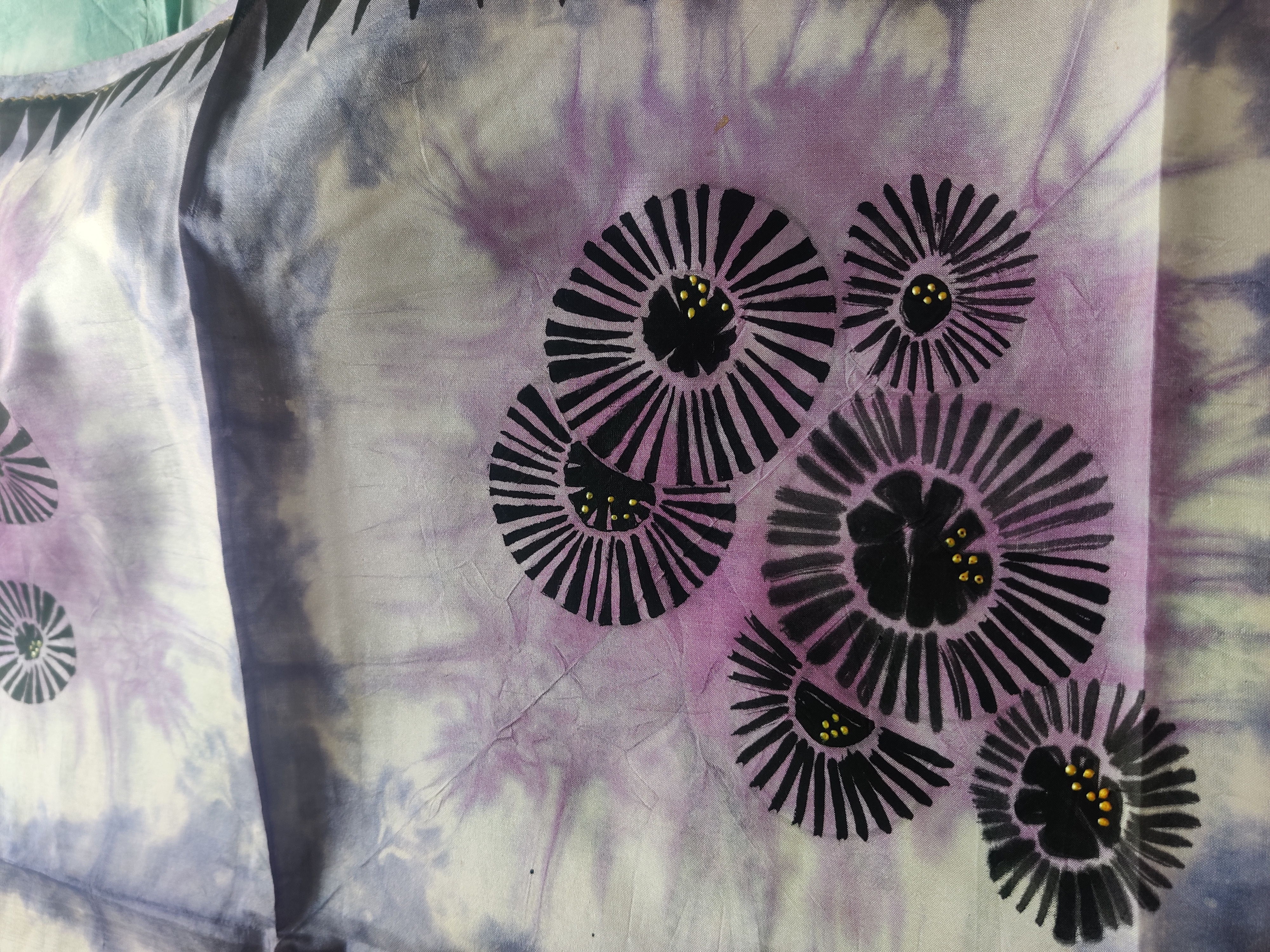 Silk Tie-Dye hand painted Stole TS78