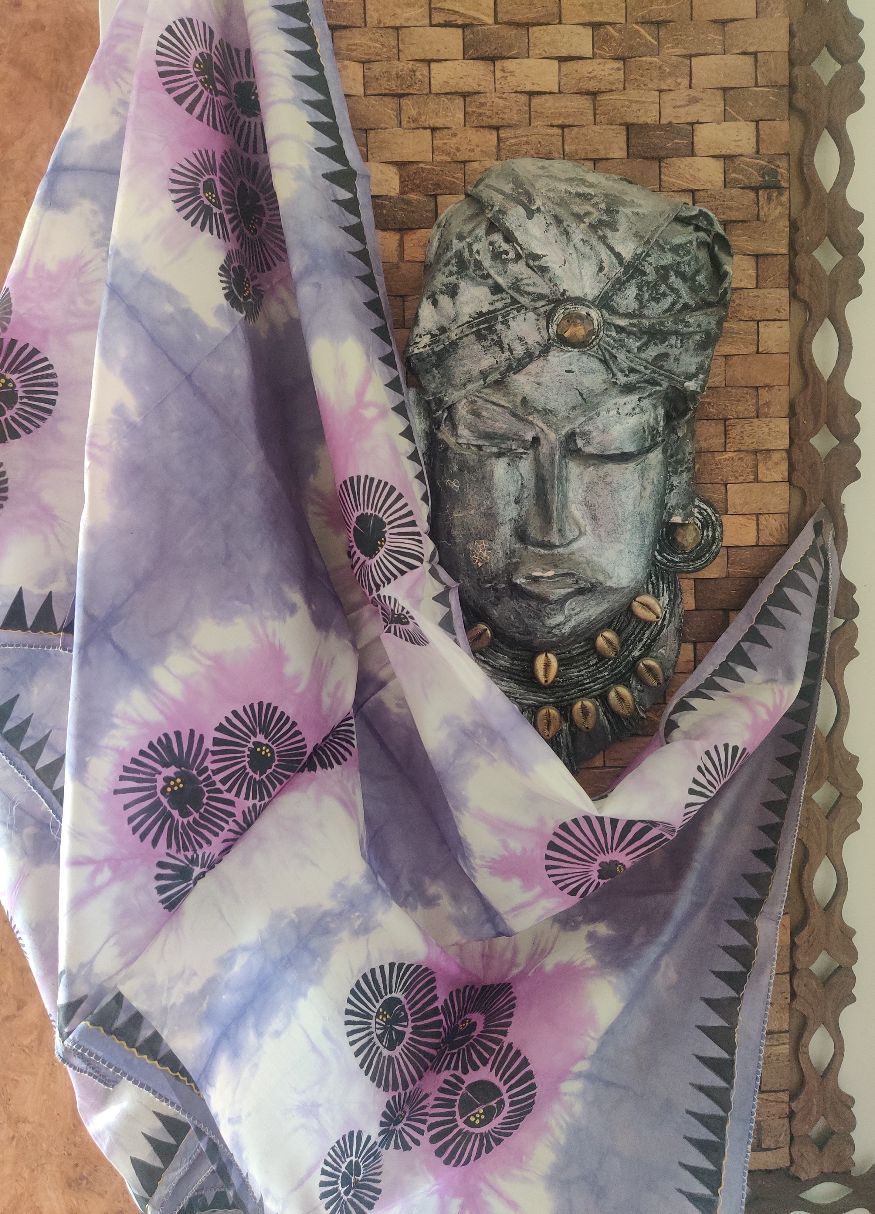 Silk Tie-Dye hand painted Stole TS78