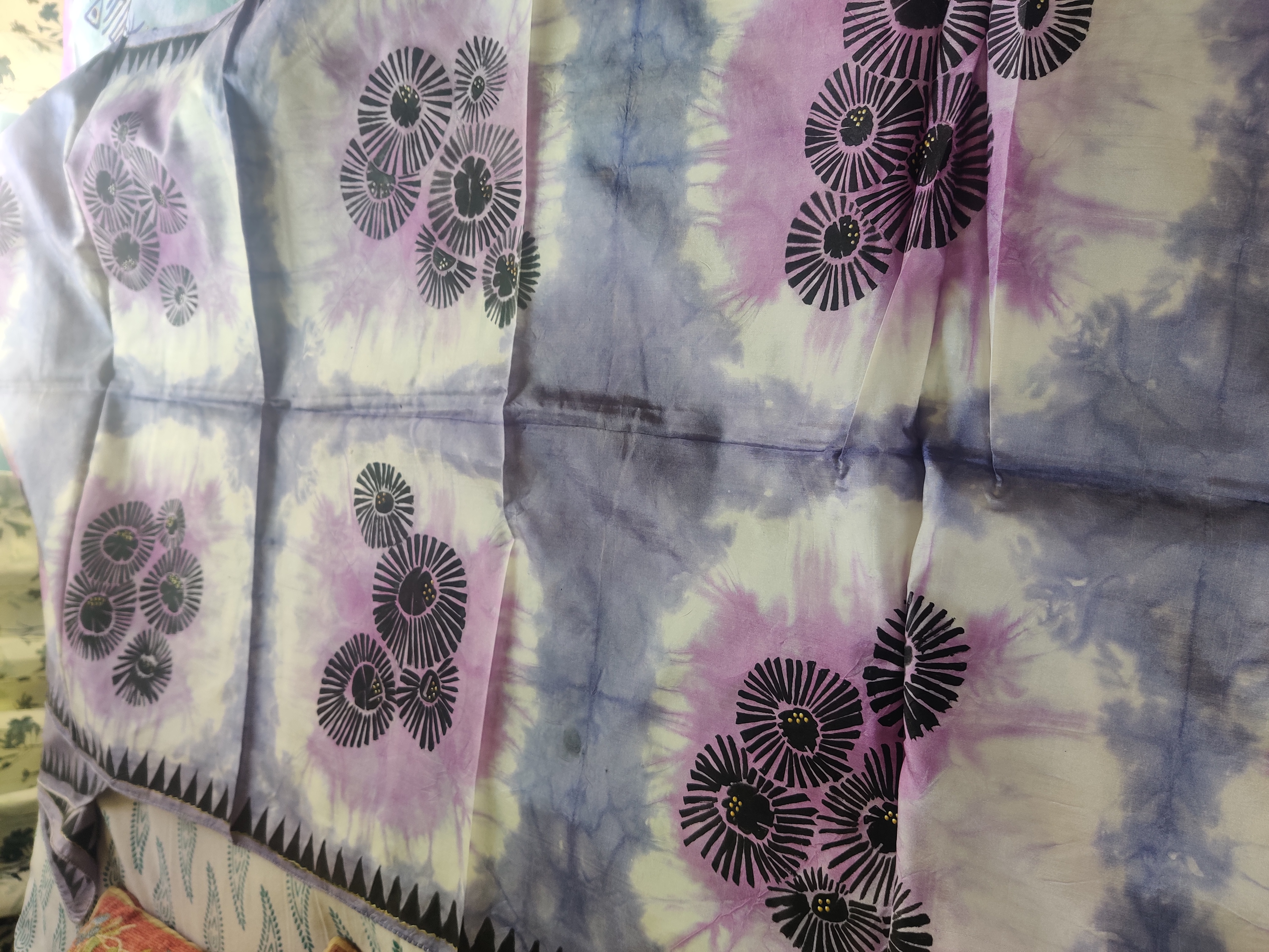 Silk Tie-Dye hand painted Stole TS78