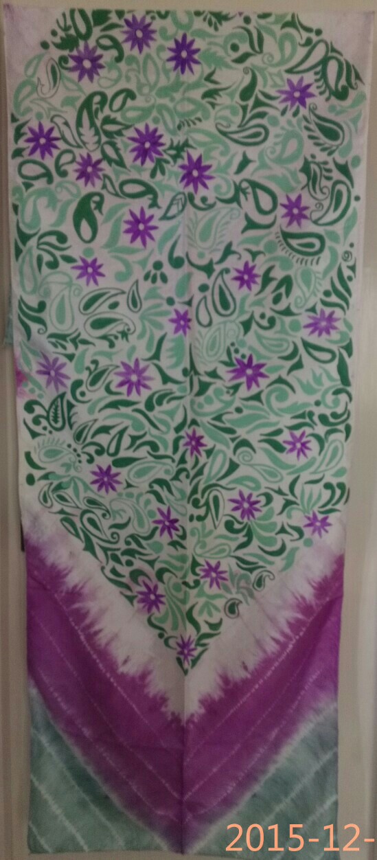 Silk Floral Patterned Tie and dyed Stole TS85