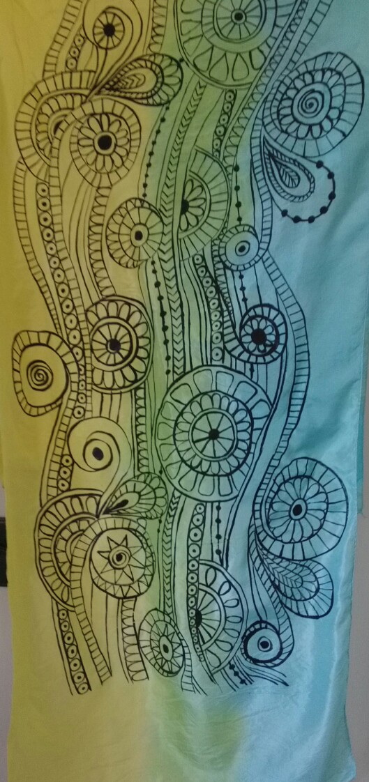 Silk half dyed hand painted Stole TS89