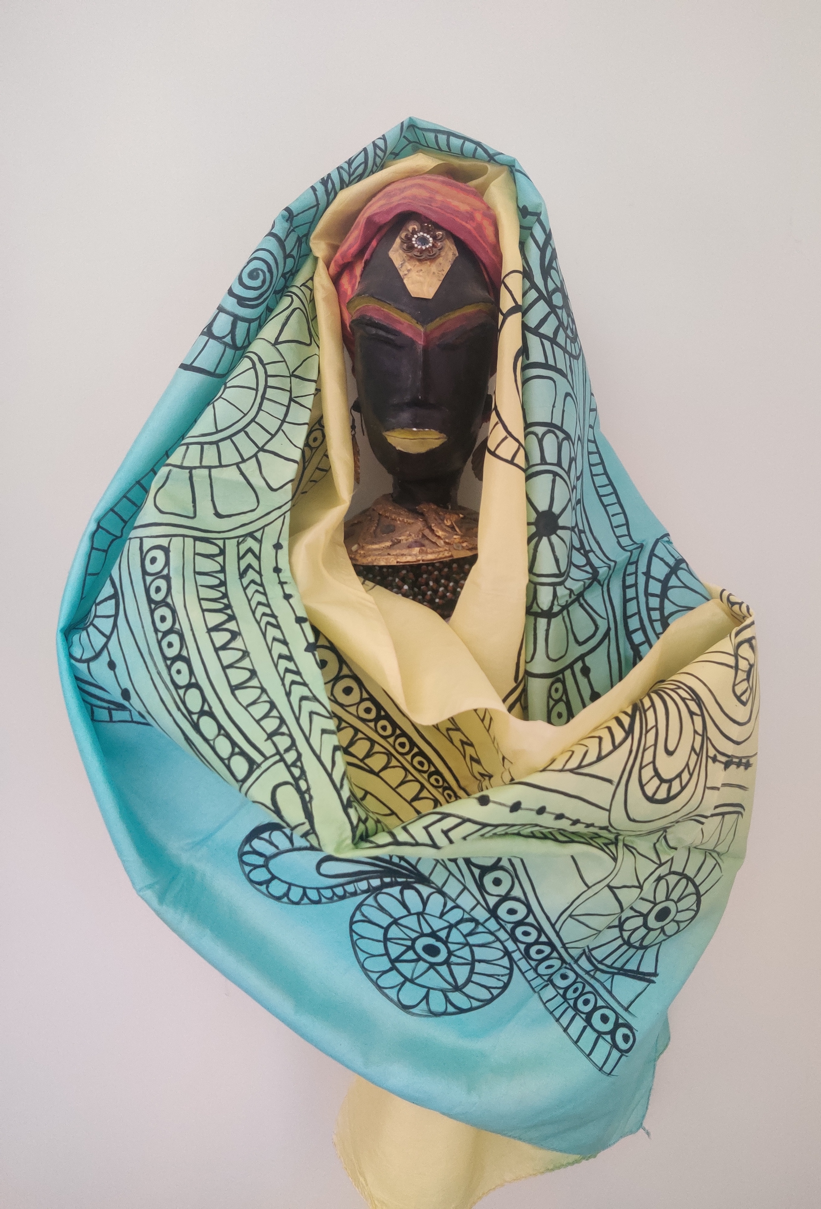 Silk half dyed hand painted Stole TS89