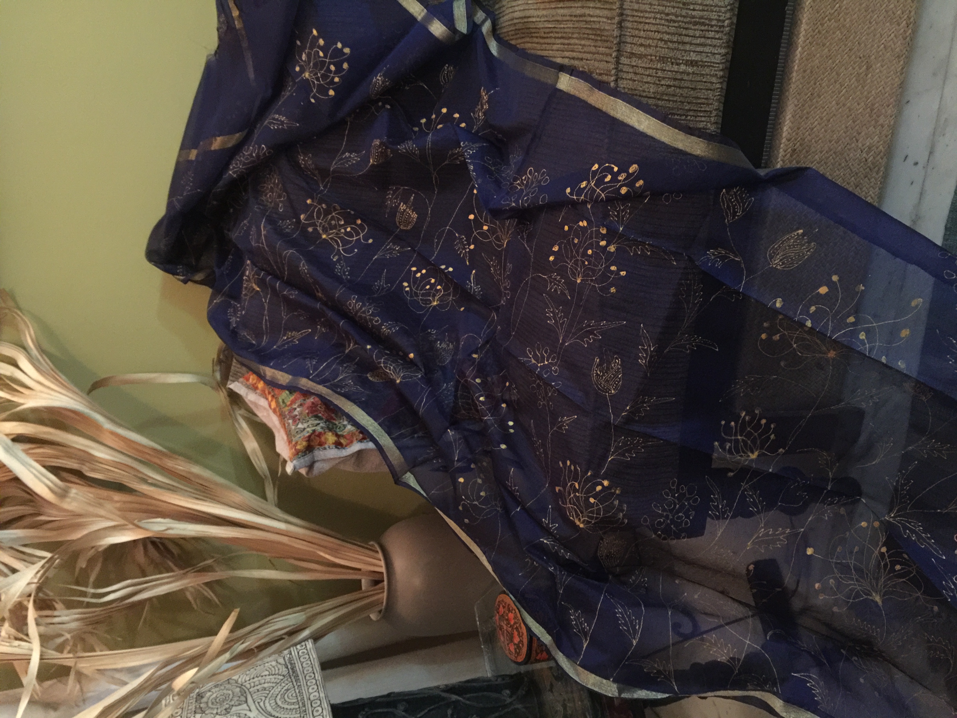 fancy navy blue dupatta (DF662)