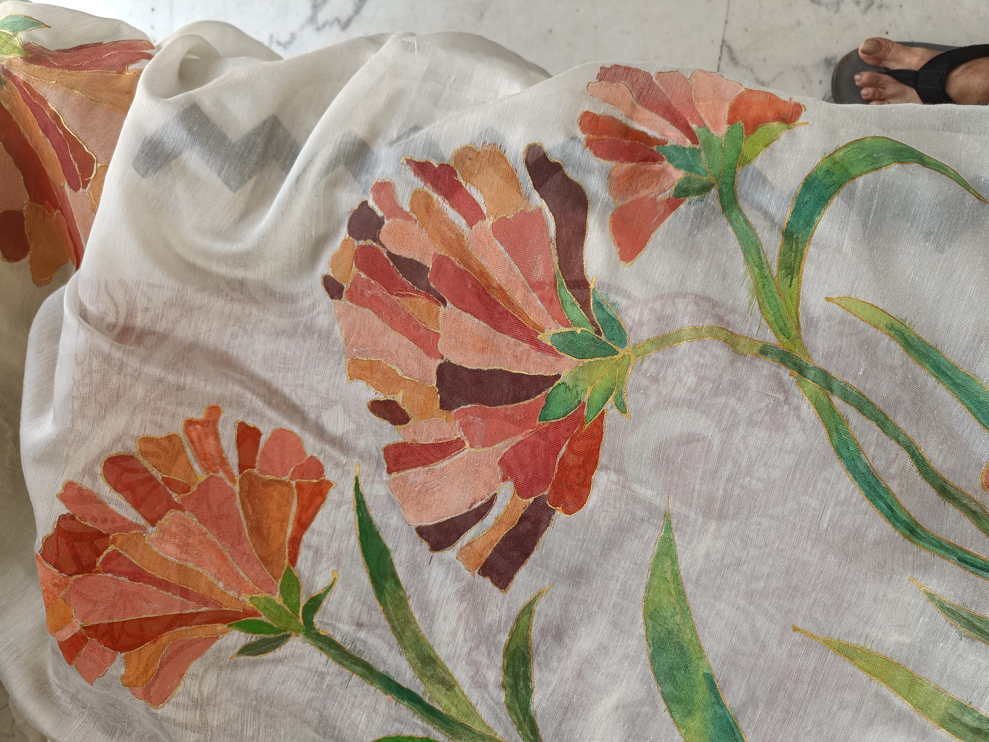 Floral Painted Dupatta (DF735)