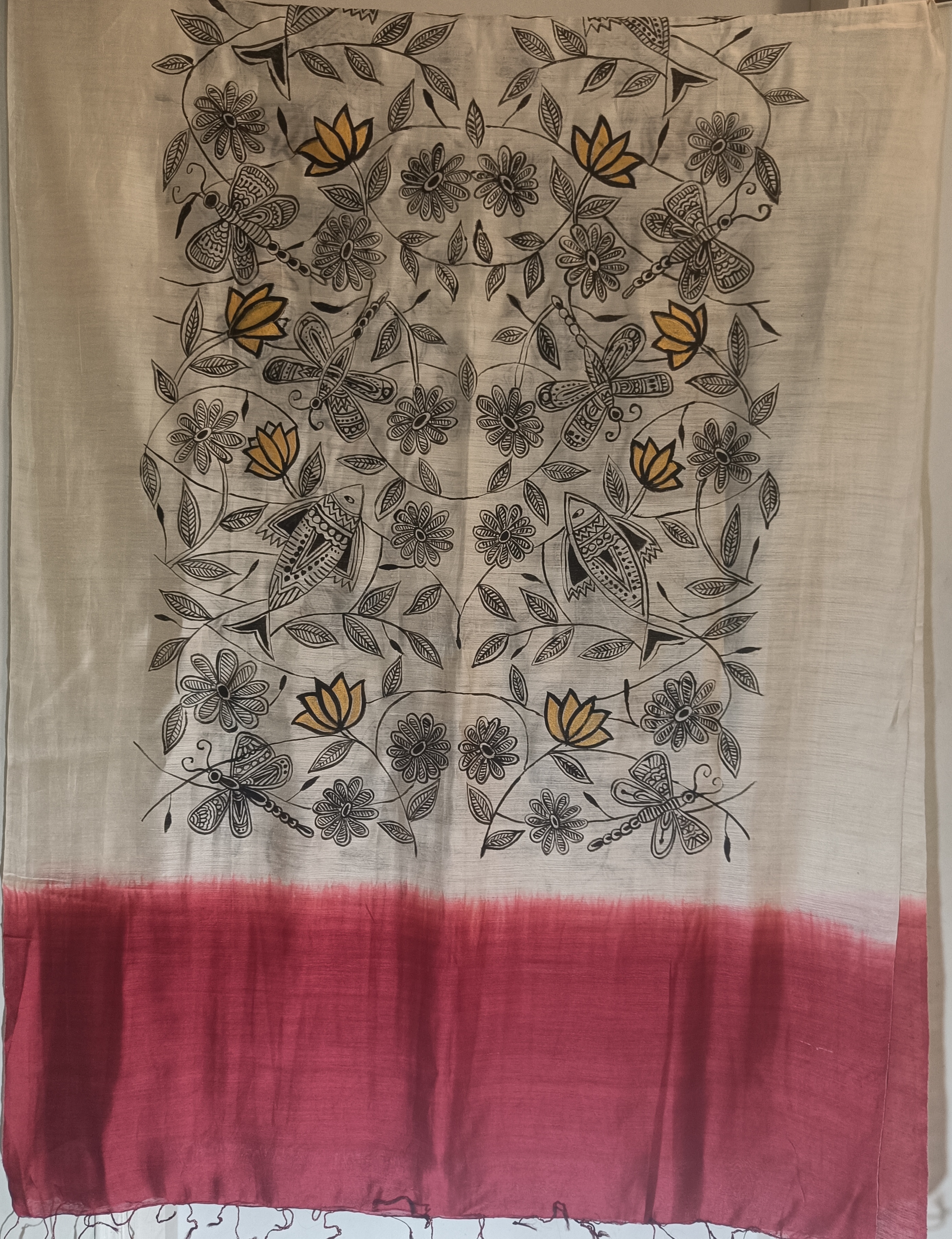 Handcrafted Floral silk Dupatta (DS742)