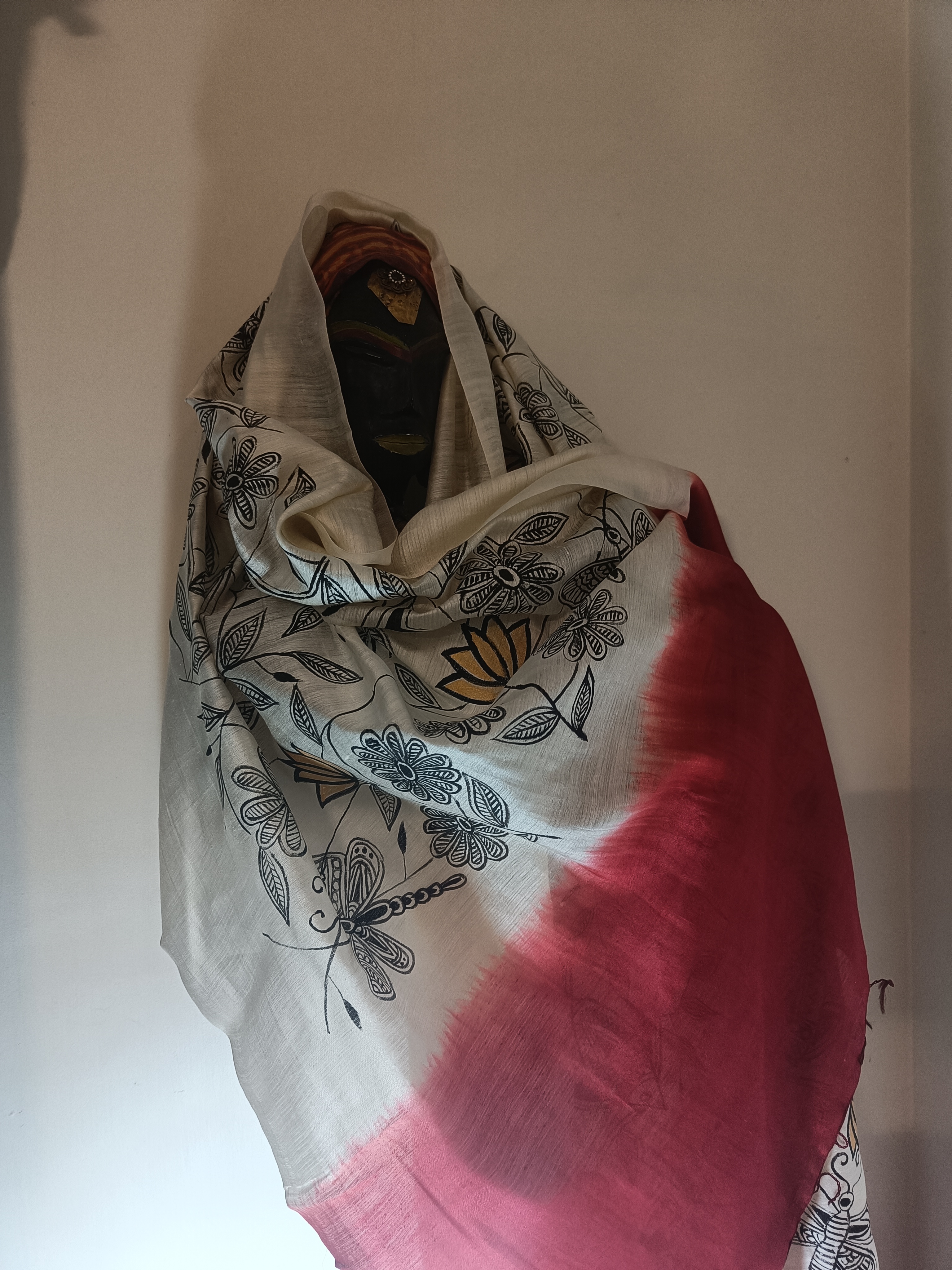 Handcrafted Floral silk Dupatta (DS742)