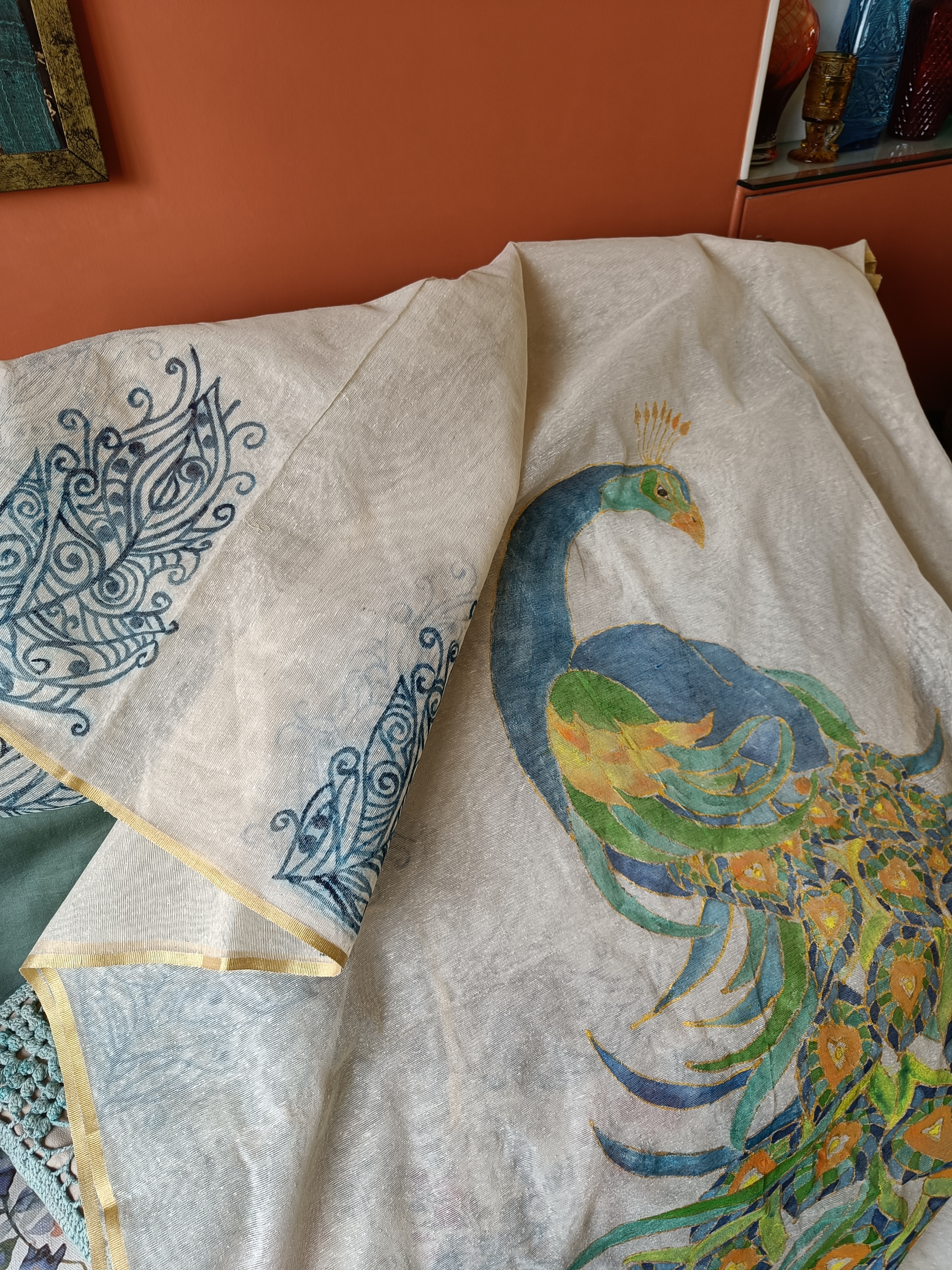 Painted Linen saree (SL680)