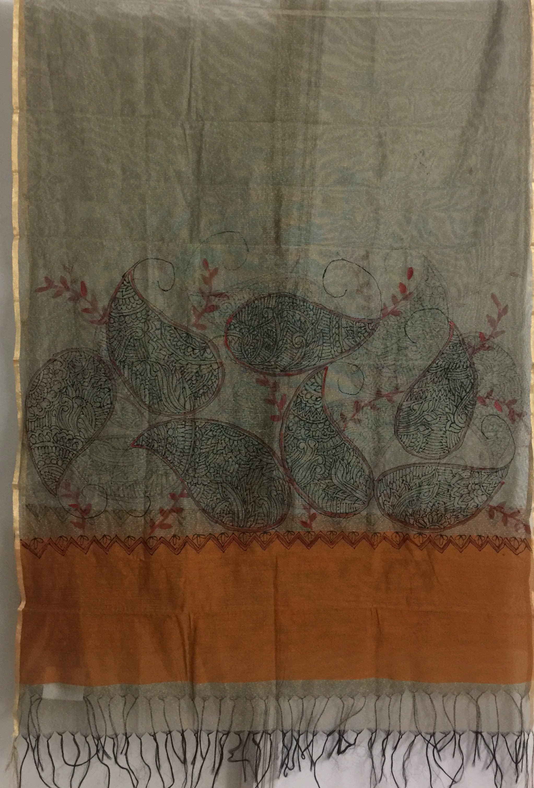 Elegant Paisley Painted Dupatta (DF649)