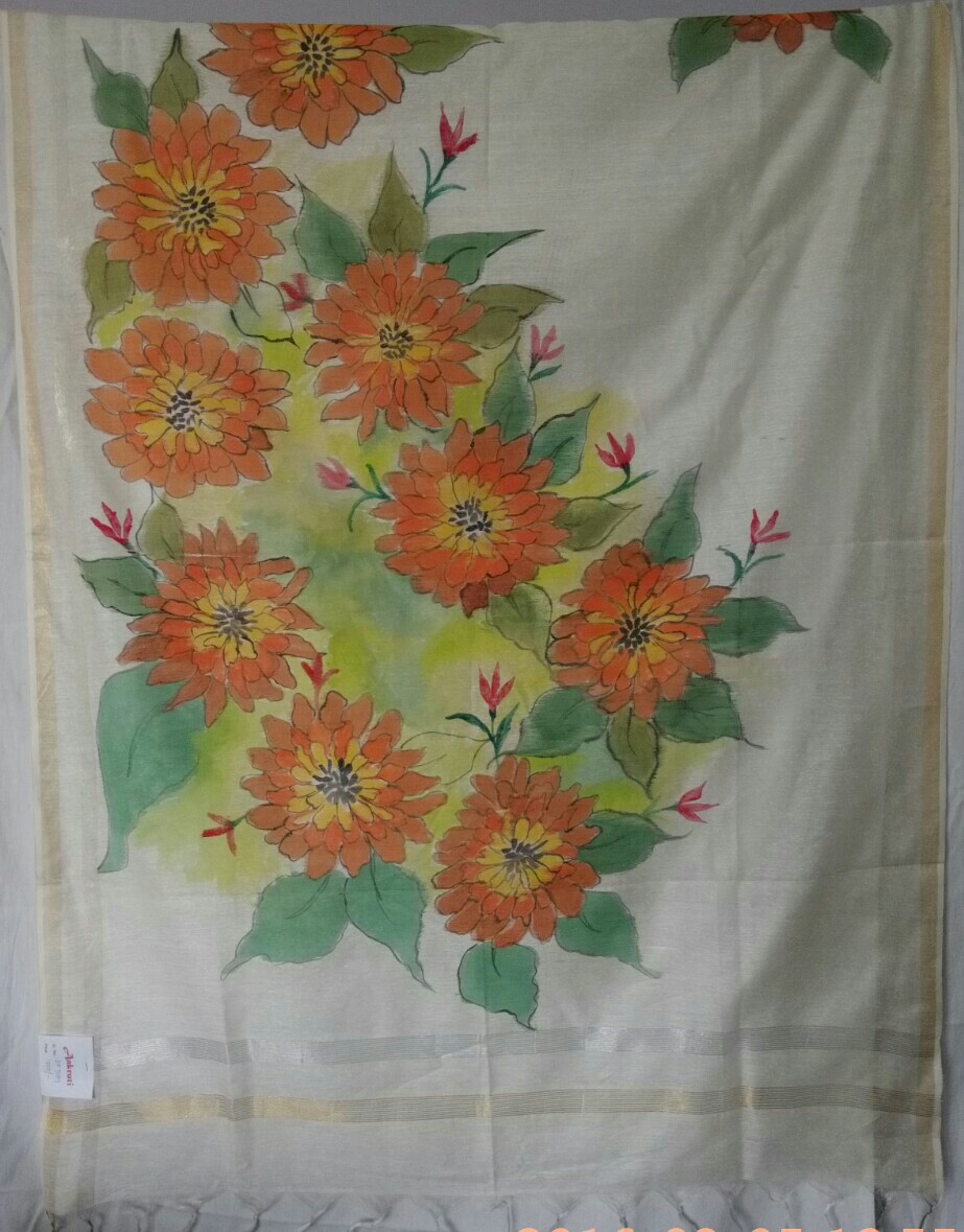 Hand-painted Floral Dupatta (DF589)